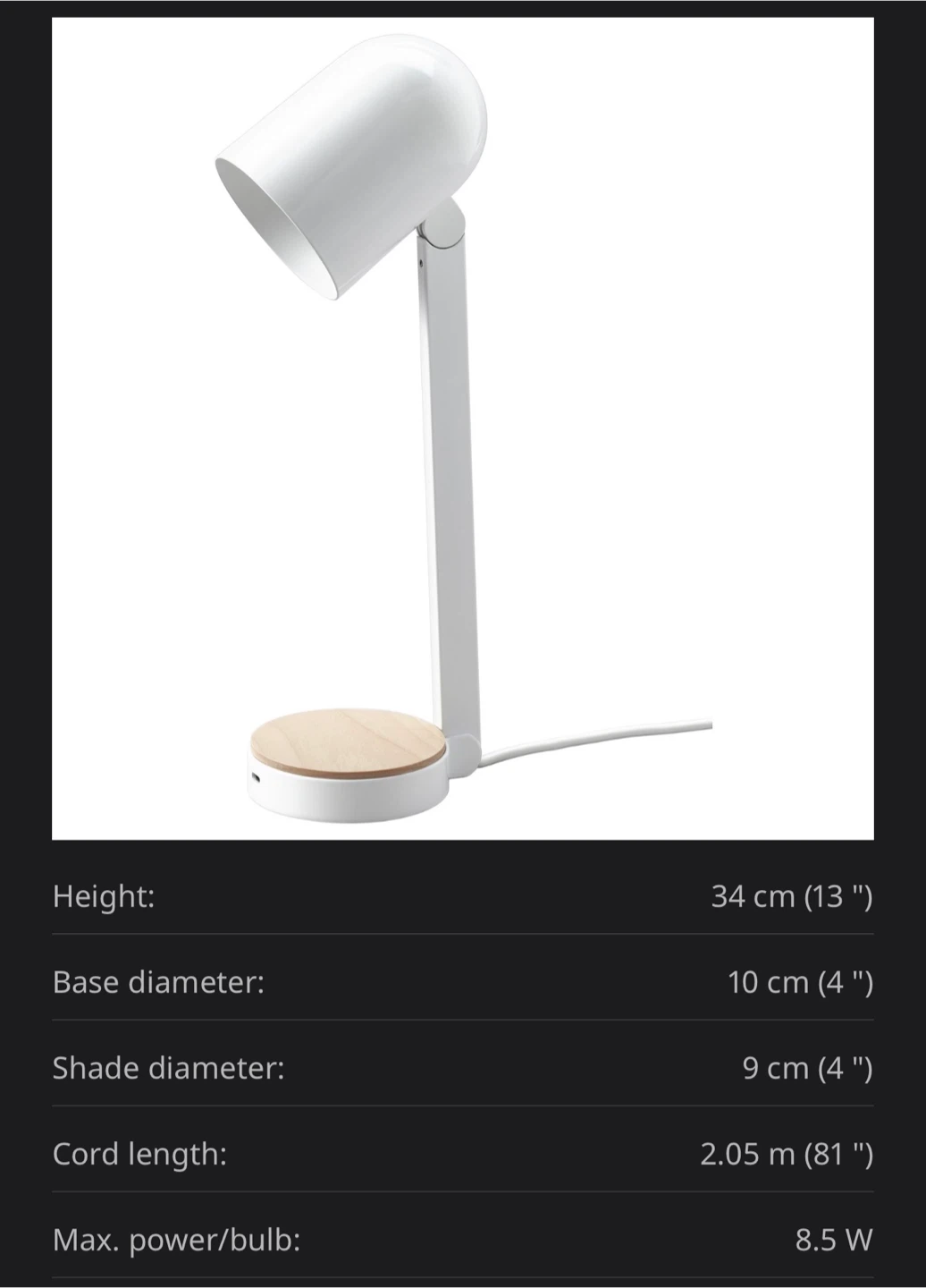 IKEA Ensmärke Desk Lamp with Wood Base - photo 4