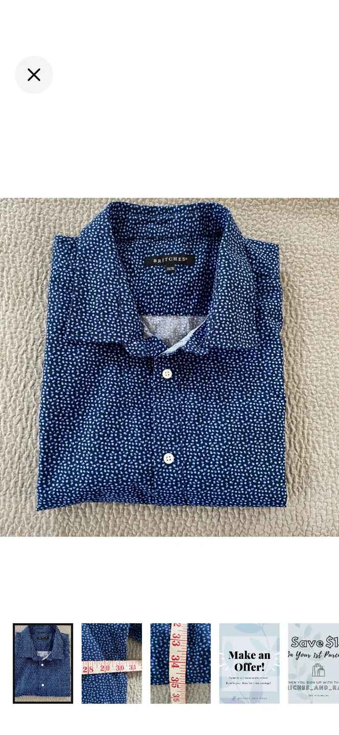 Britches Men’s 3XL Navy Print Shirt Sleeve Shirt