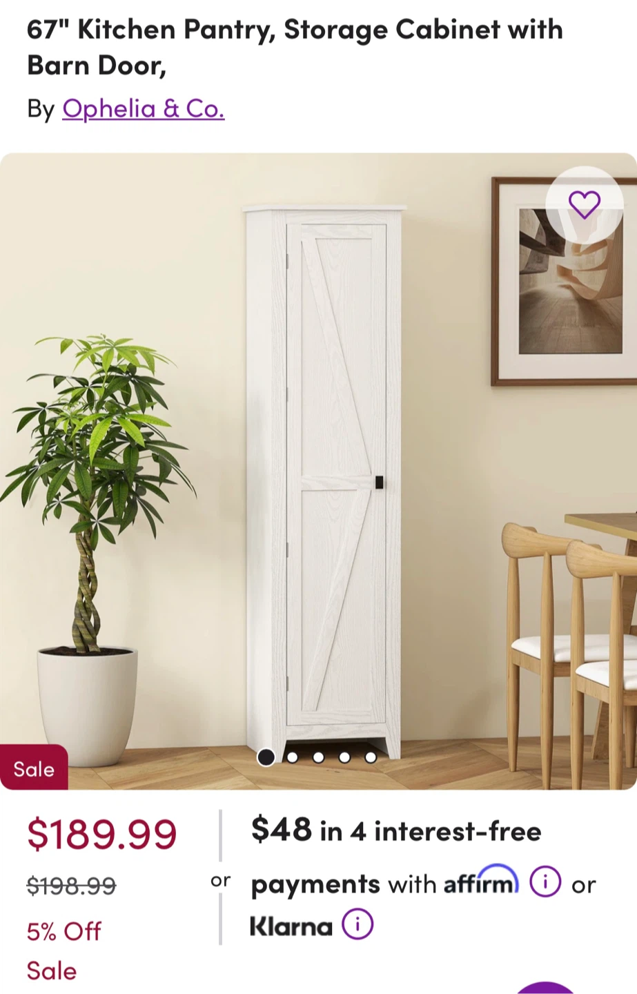 67" Kitchen Pantry Storage Cabinet - photo 3