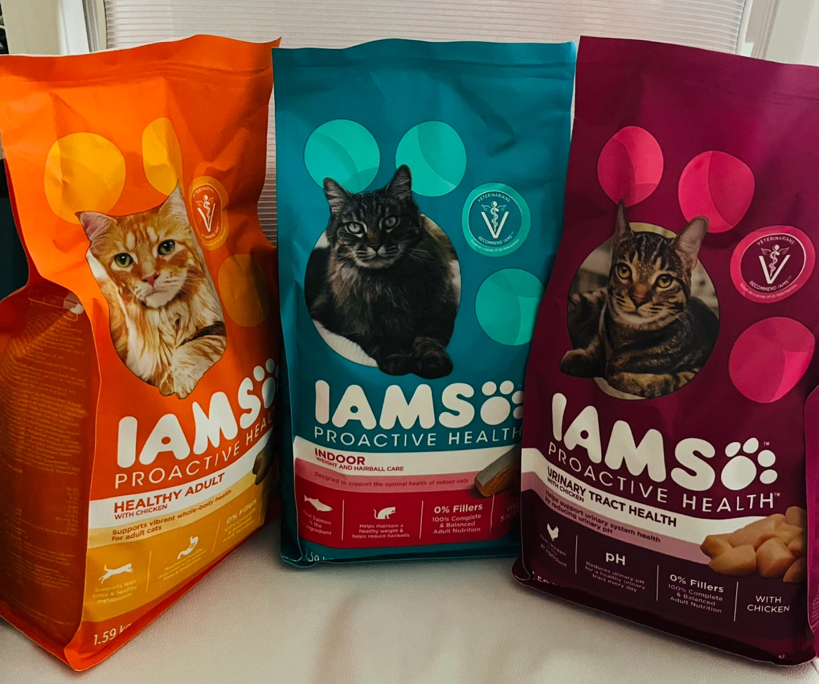 All 3 together IAMS cat foods