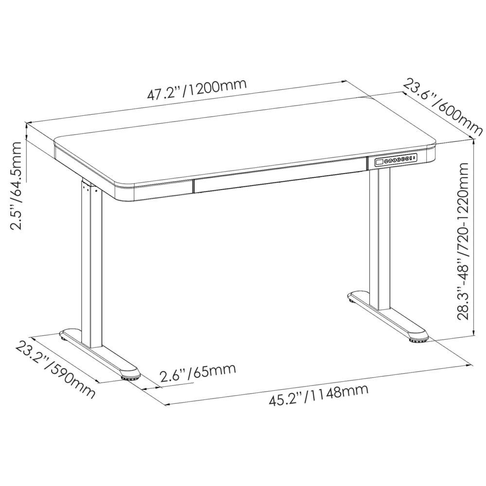 Height Adjustable Standing Desk with Drawer and USB Ports - photo 2