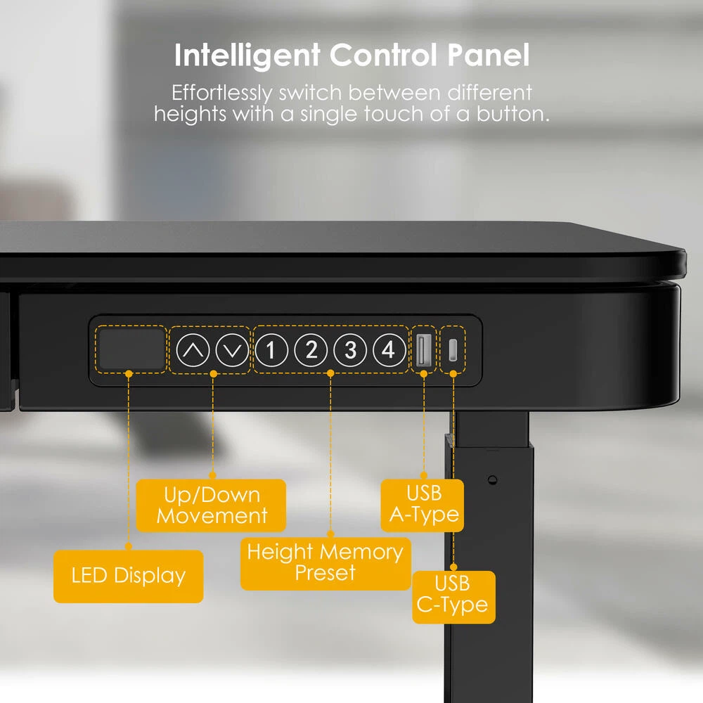 Height Adjustable Standing Desk with Drawer and USB Ports - photo 4
