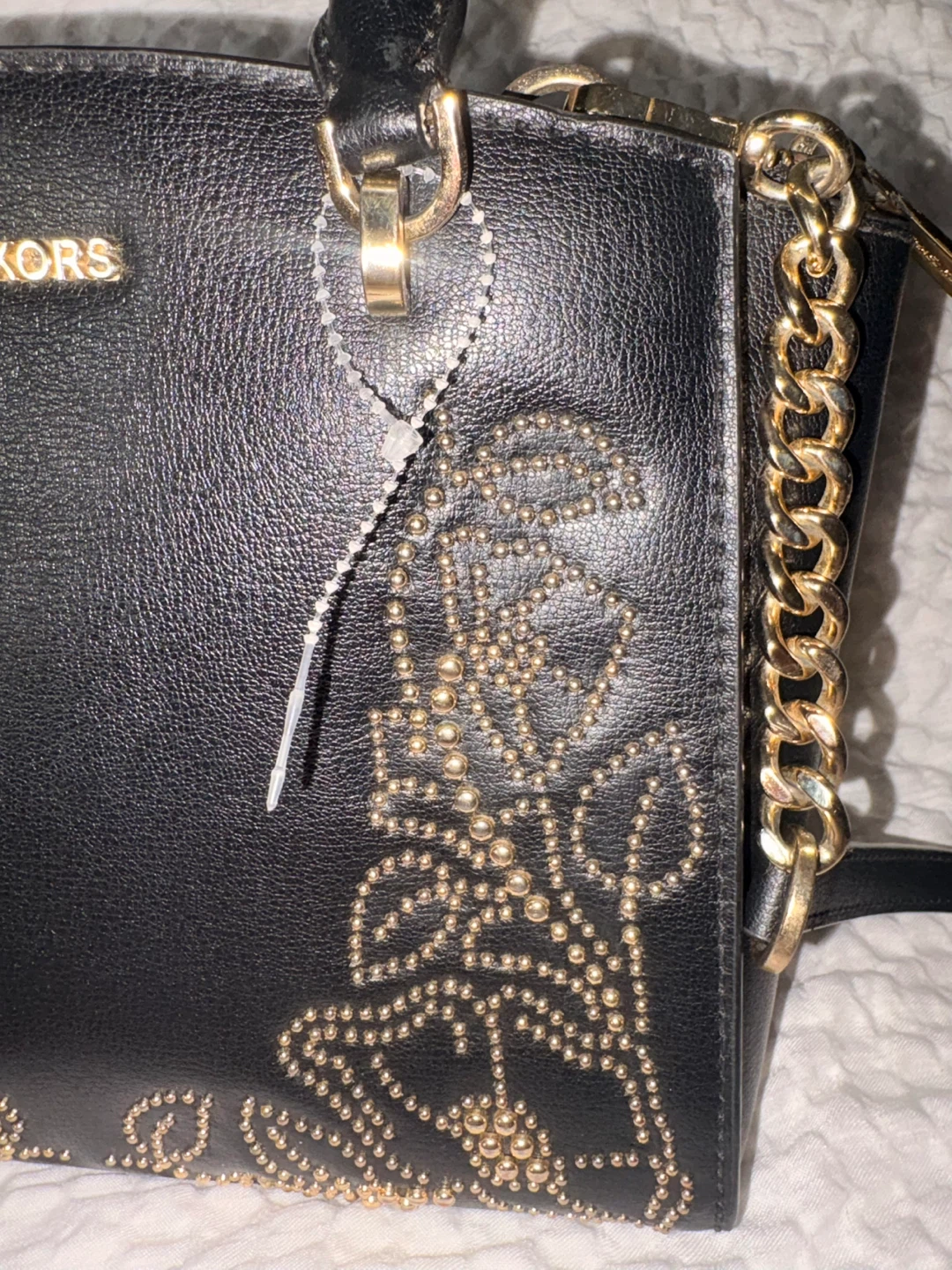*NEW* Michael Kors Black Leather Studded Satchel - photo 3
