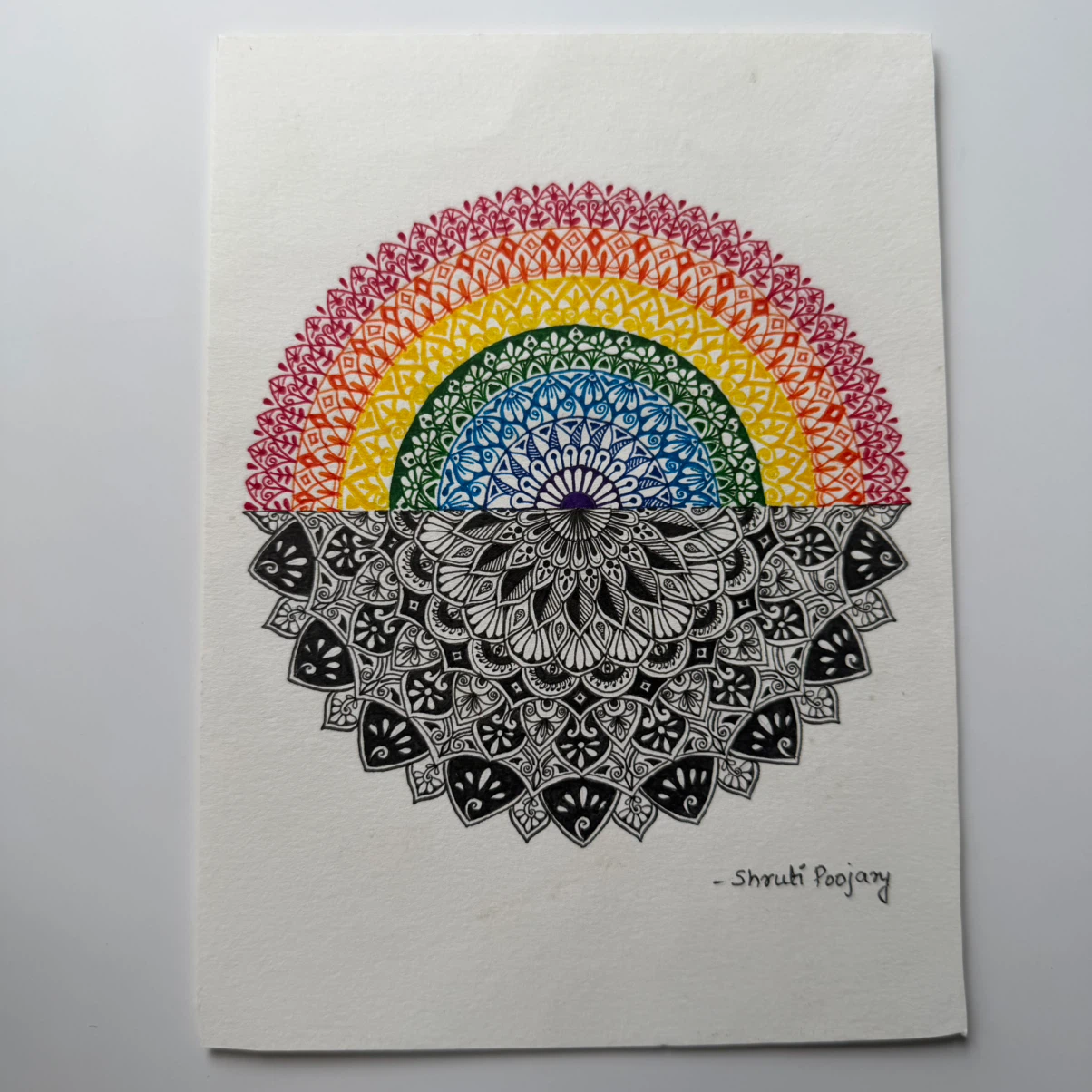 Hand-drawn Mandala Rainbow Artwork