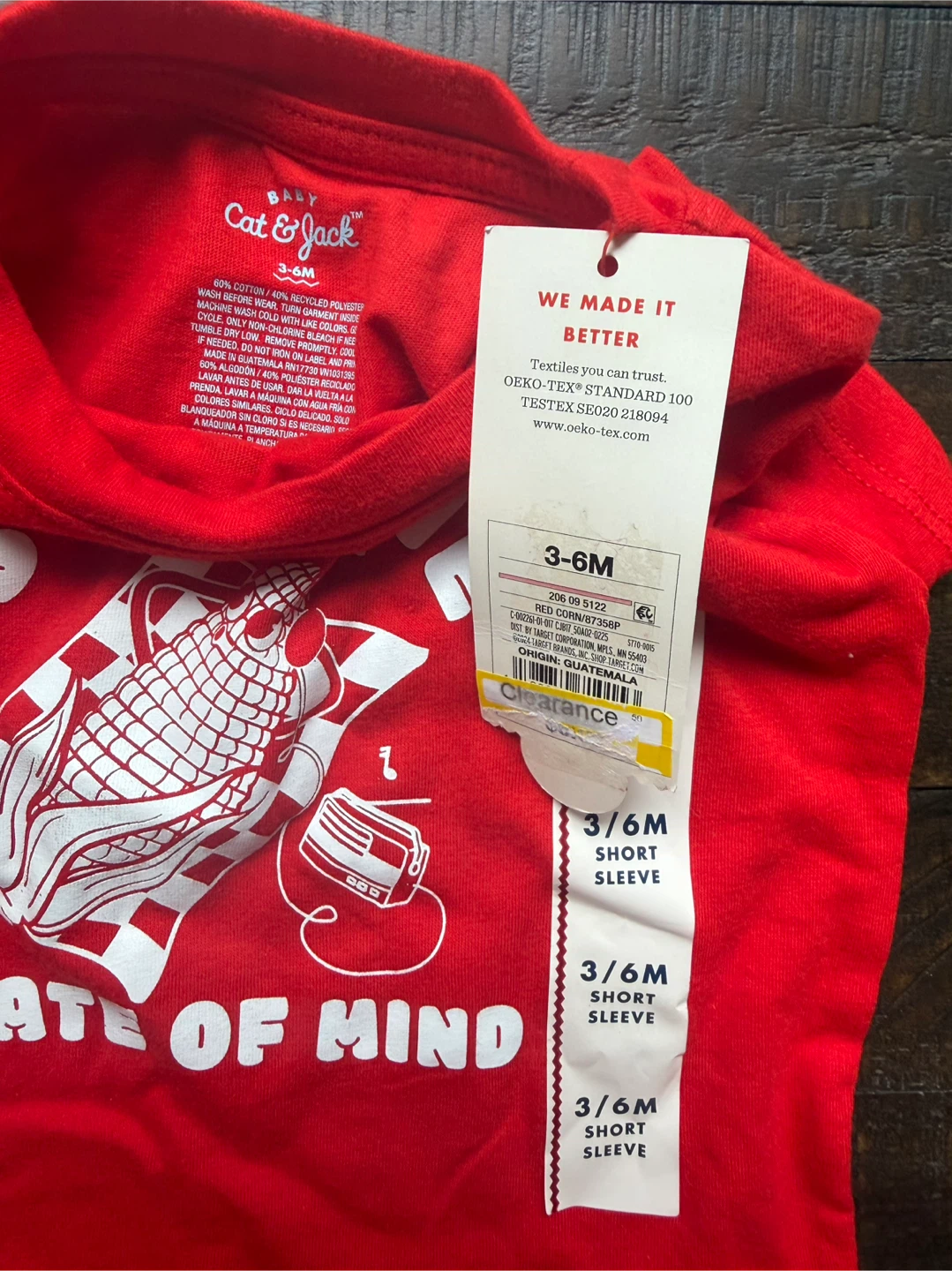Cat & Jack 3-6 M Baby Red "Sunshine State of Mind" T-Shirt - photo 2