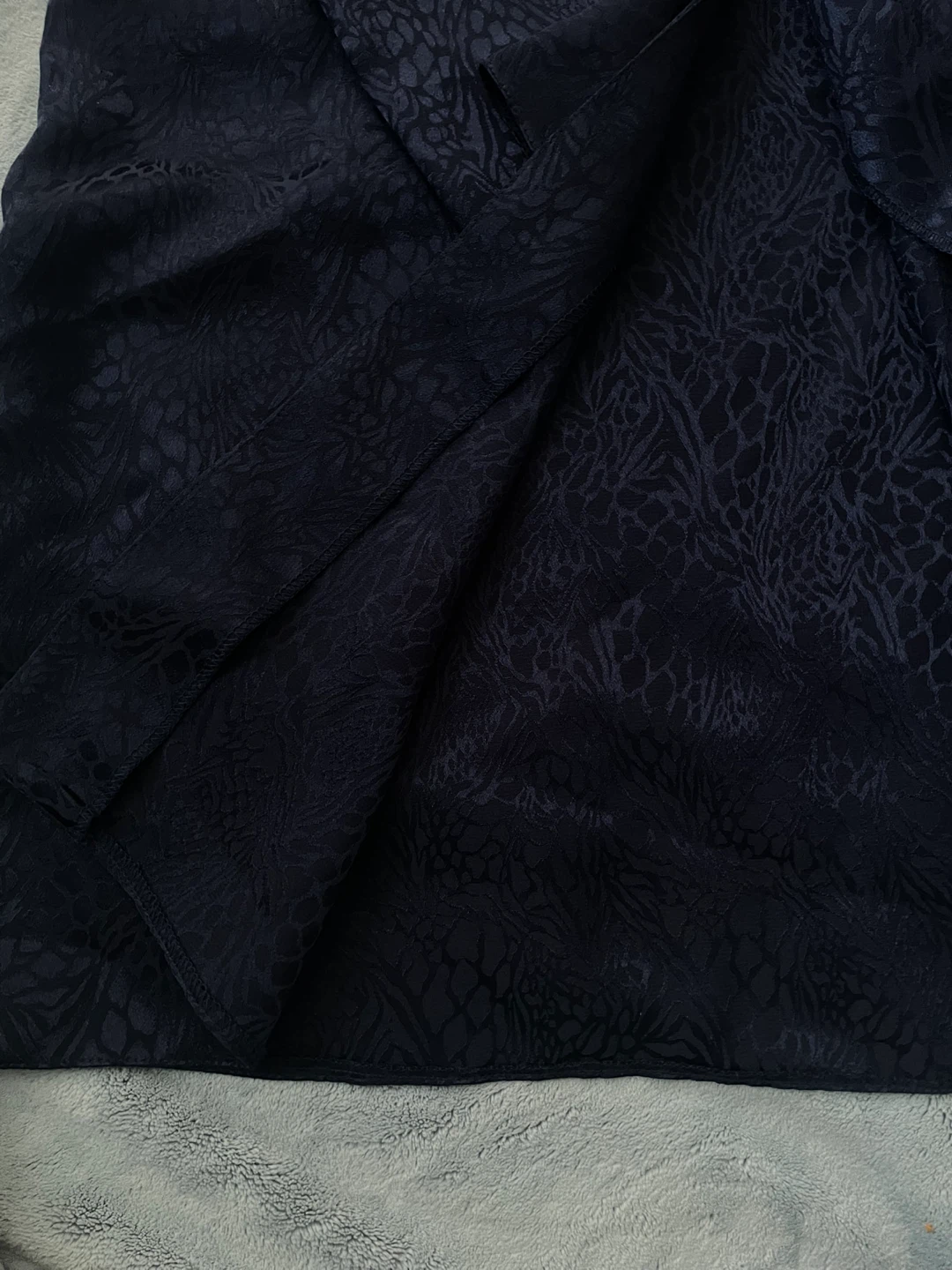 Navy Embossed Long Sleeve Button-Up Shirt - photo 3