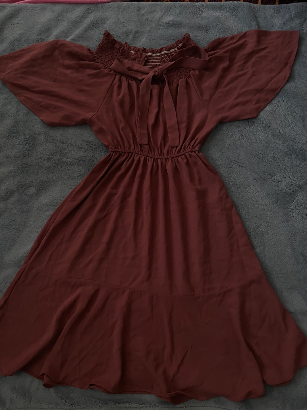 Smocked Neck Ruffle Dress