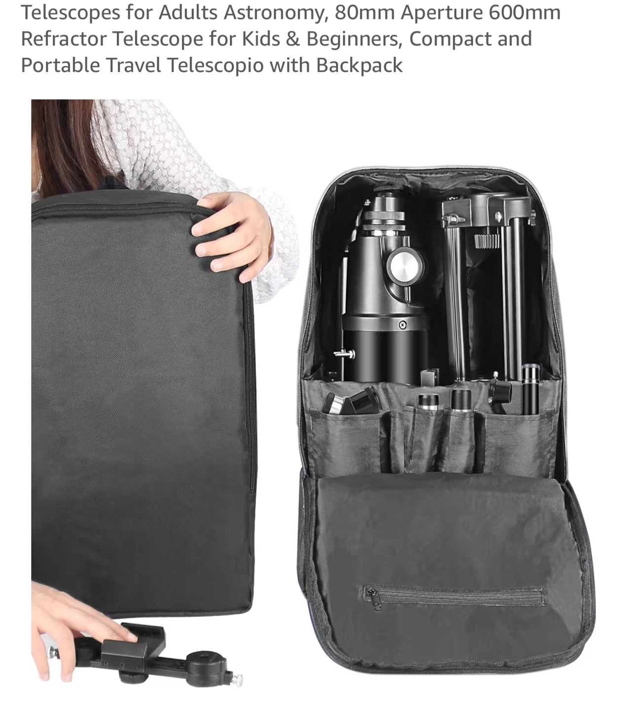Gaconn 80mm Aperture Refractor Telescope with Backpack - photo 5