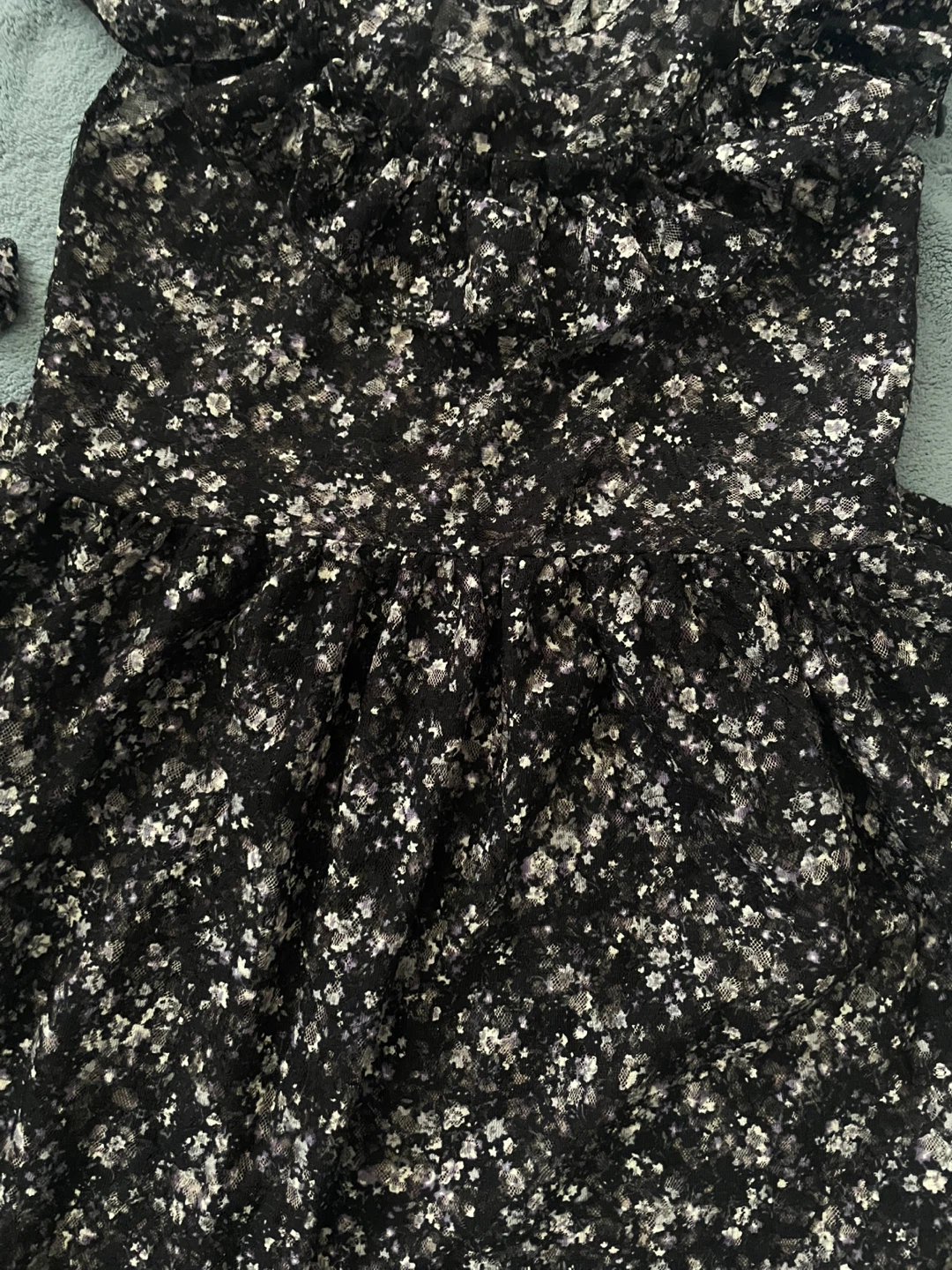 Black Floral Kids Dress with Ruffle Details - photo 3