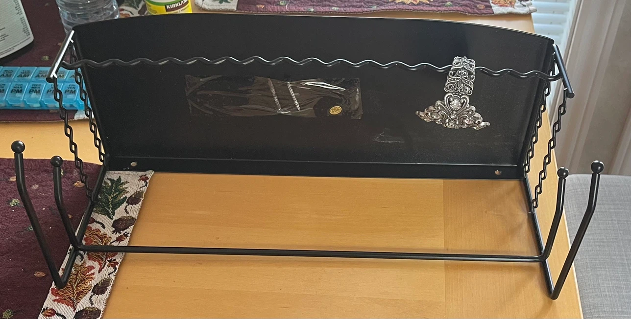 Black metal wall shelf with hooks for Jewlery - photo 2