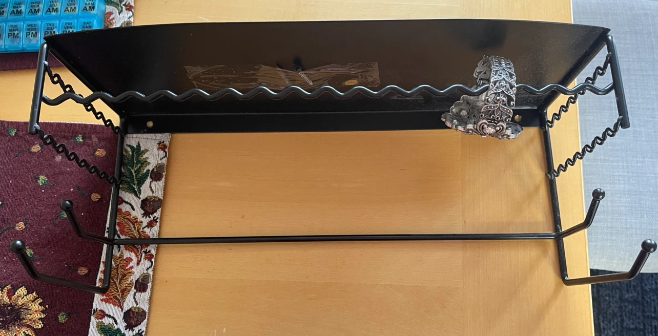 Black metal wall shelf with hooks for Jewlery - photo 3