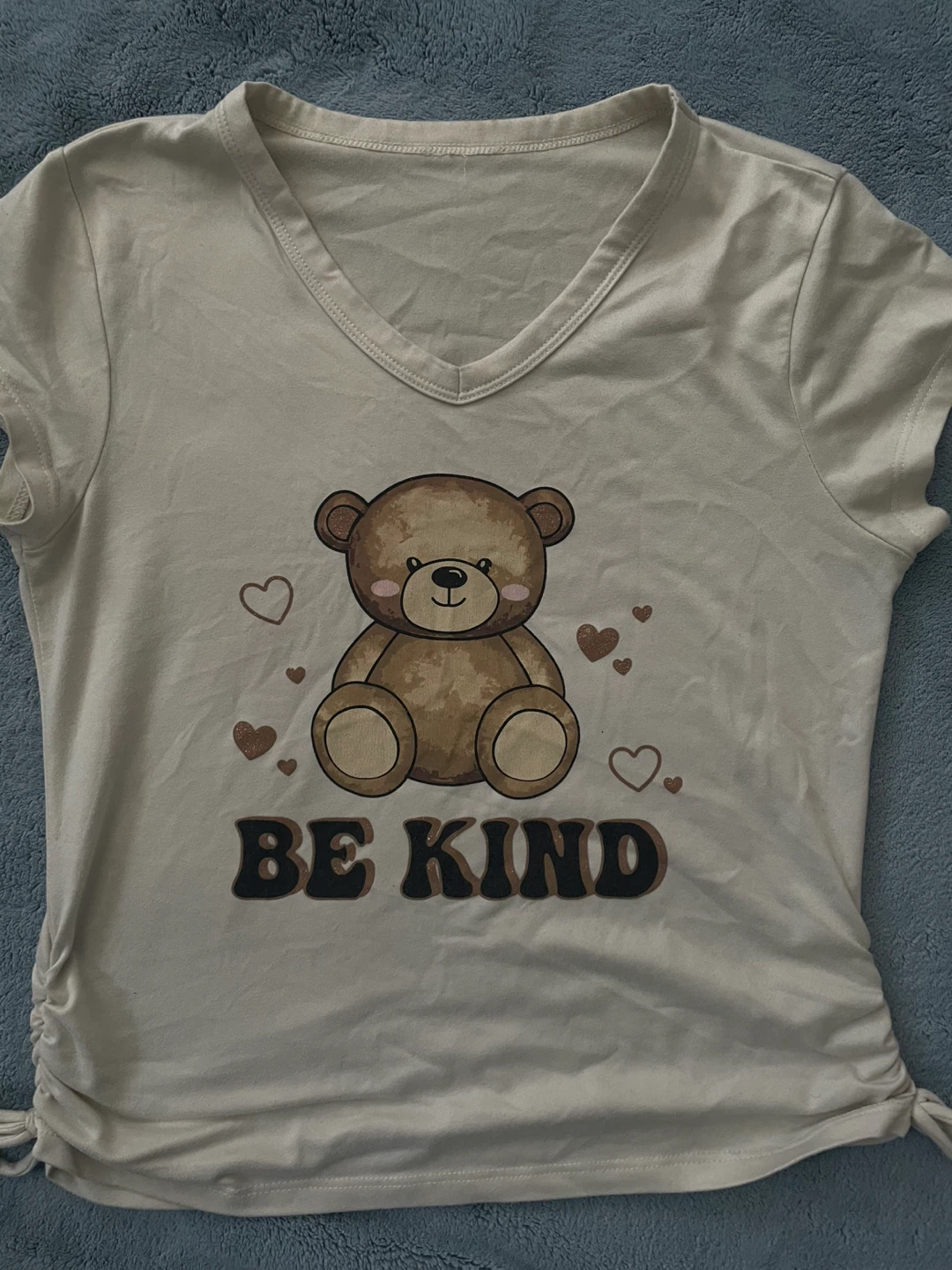 Kids "Be Kind" Teddy Bear V-Neck T-Shirt - photo 2