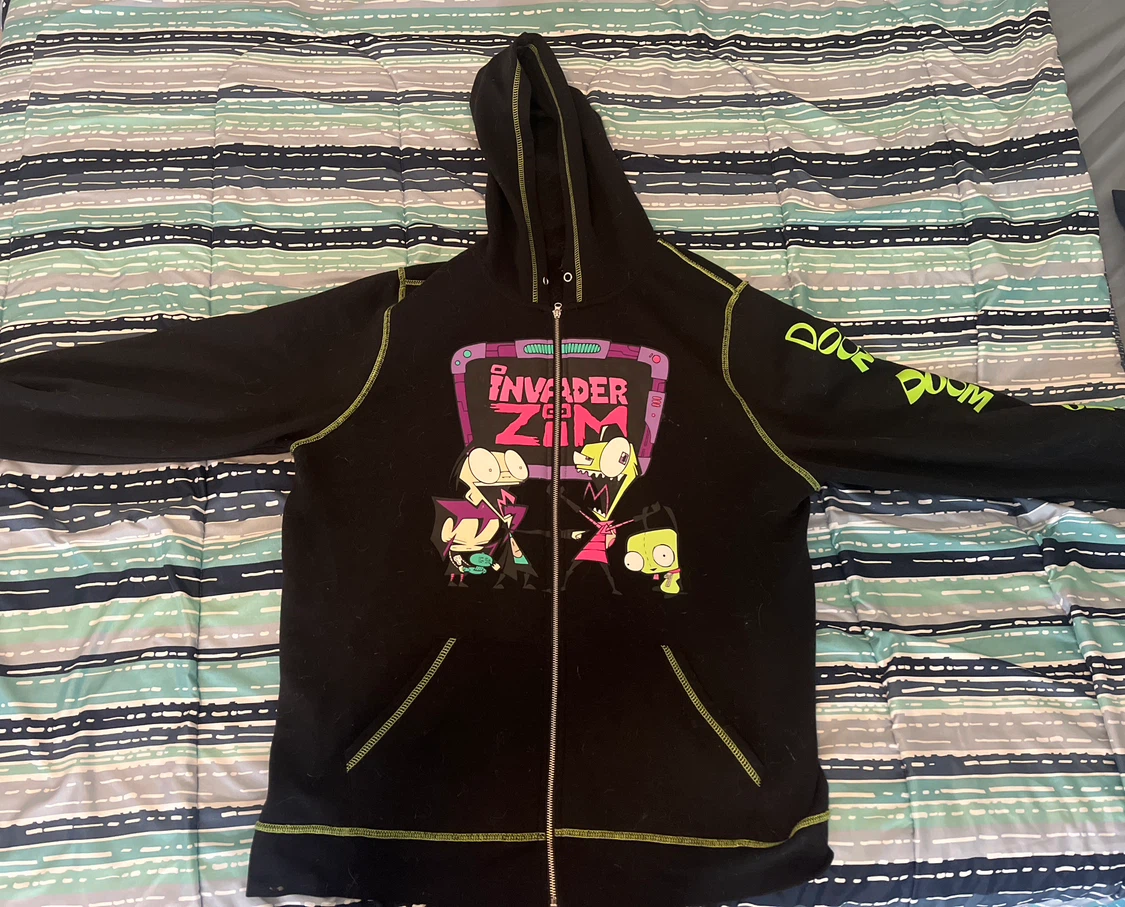 Invader Zim Black Zip-Up Hoodie