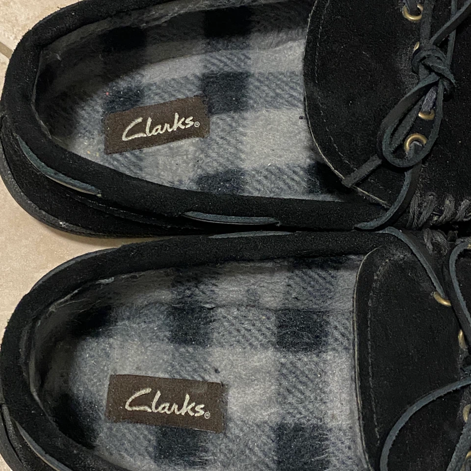 Clarks Men's Size 12 Black Suede Moccasin Slippers - photo 2