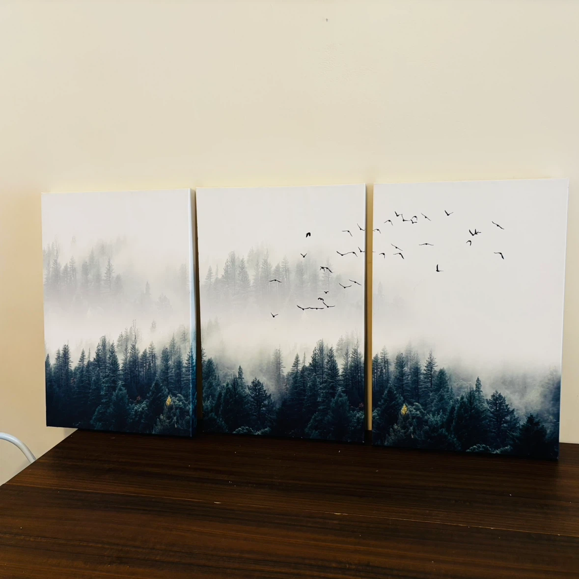 3 Piece Misty Forest Canvas Wall Art
