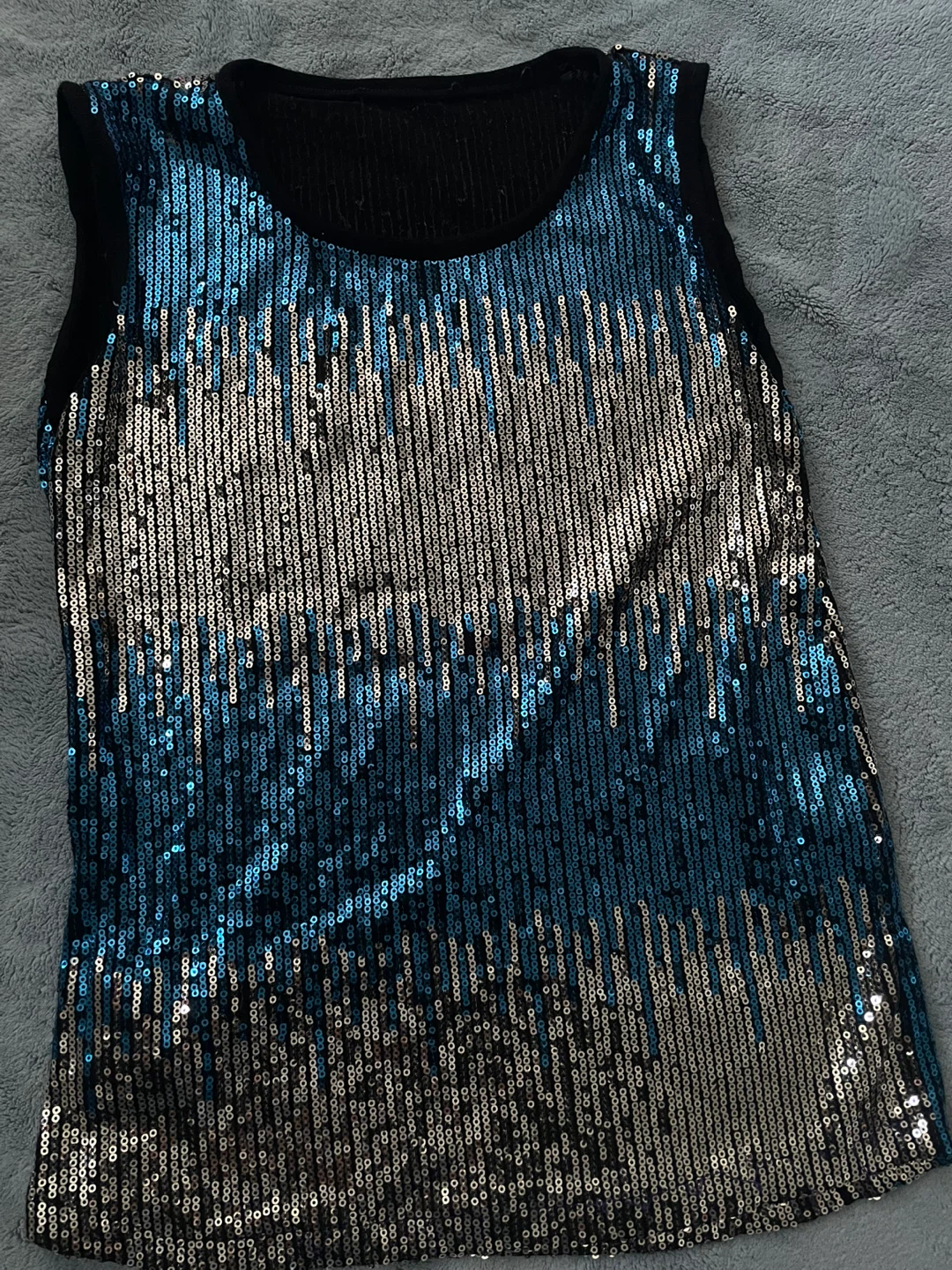 Sparkly Blue and Silver Sequin Tank Top