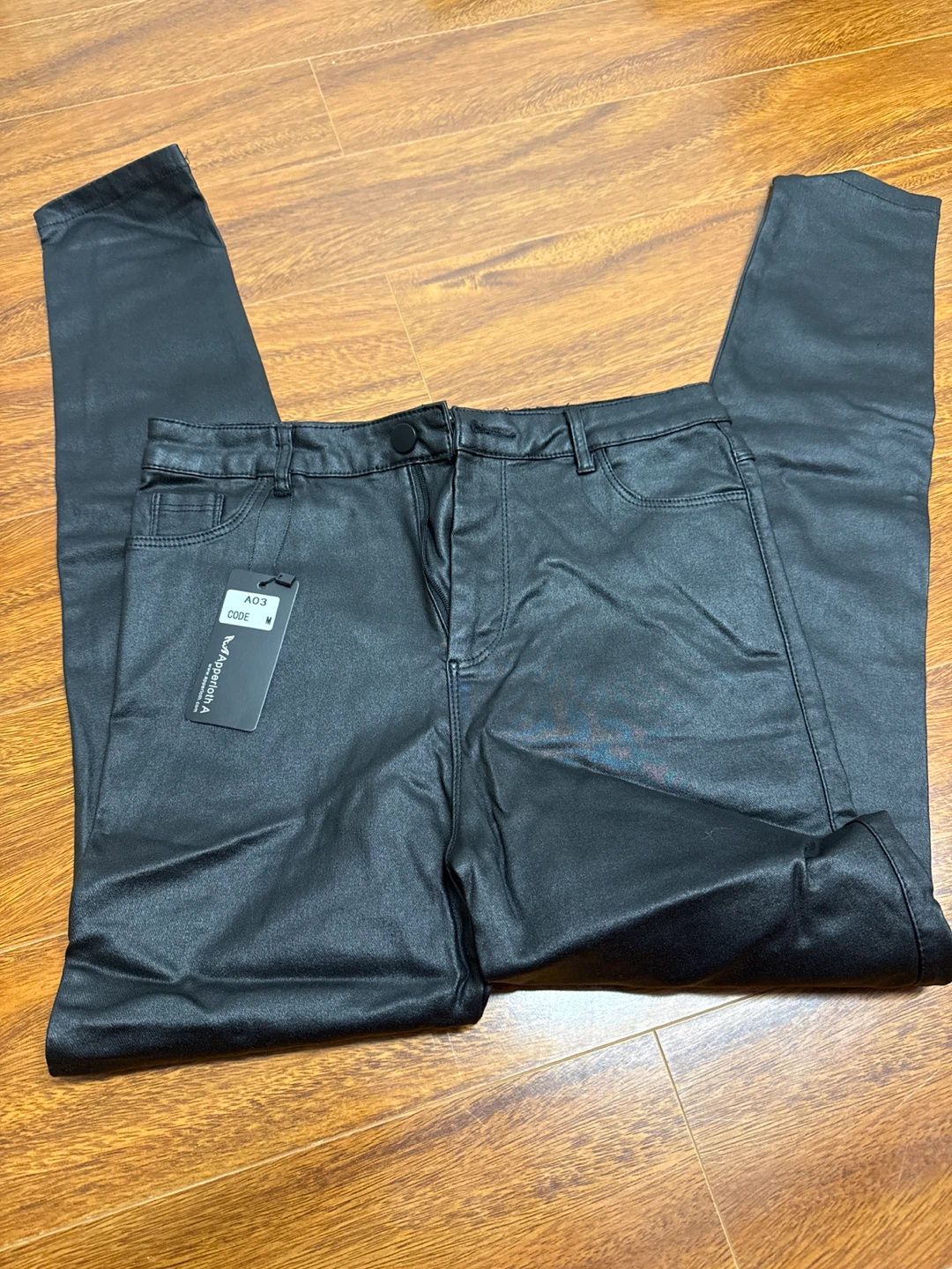 Synthetic leather jeans