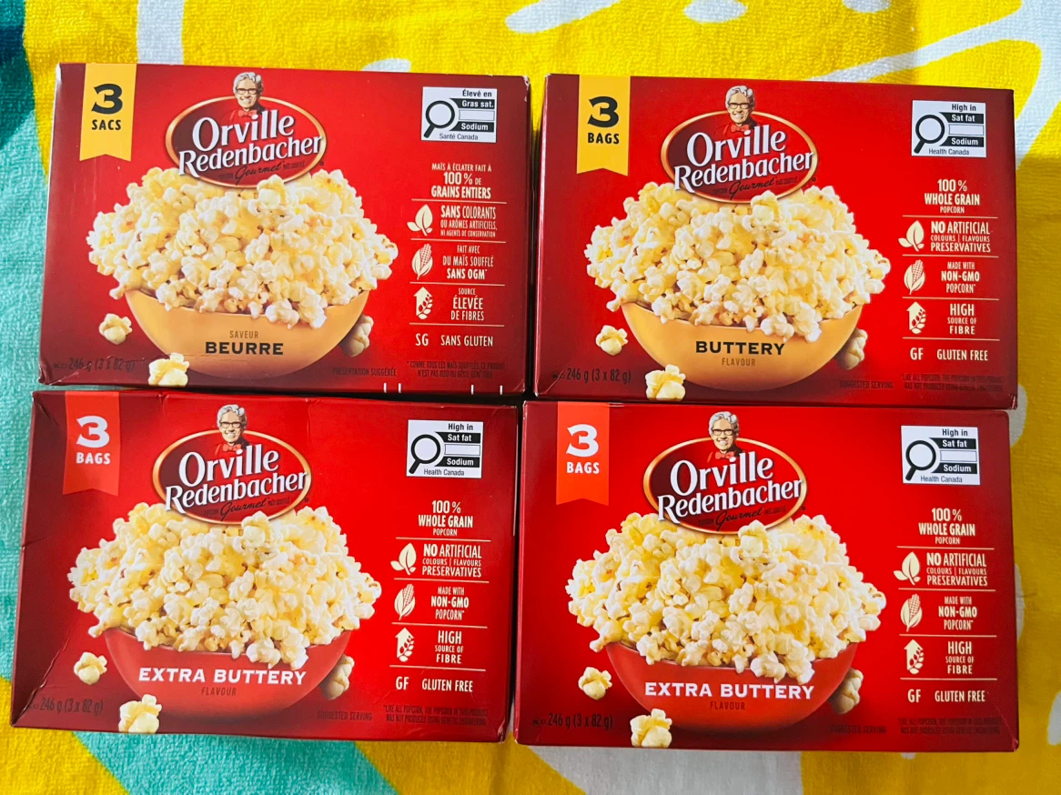 All 4 boxes together Orville Redenbacher popcorn
