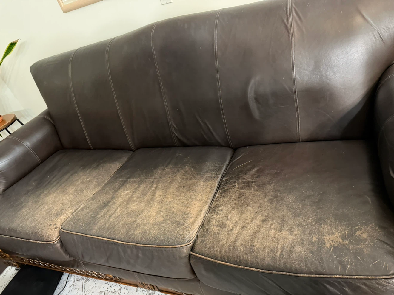 Brown Leather 3-Seater Sofa - photo 2