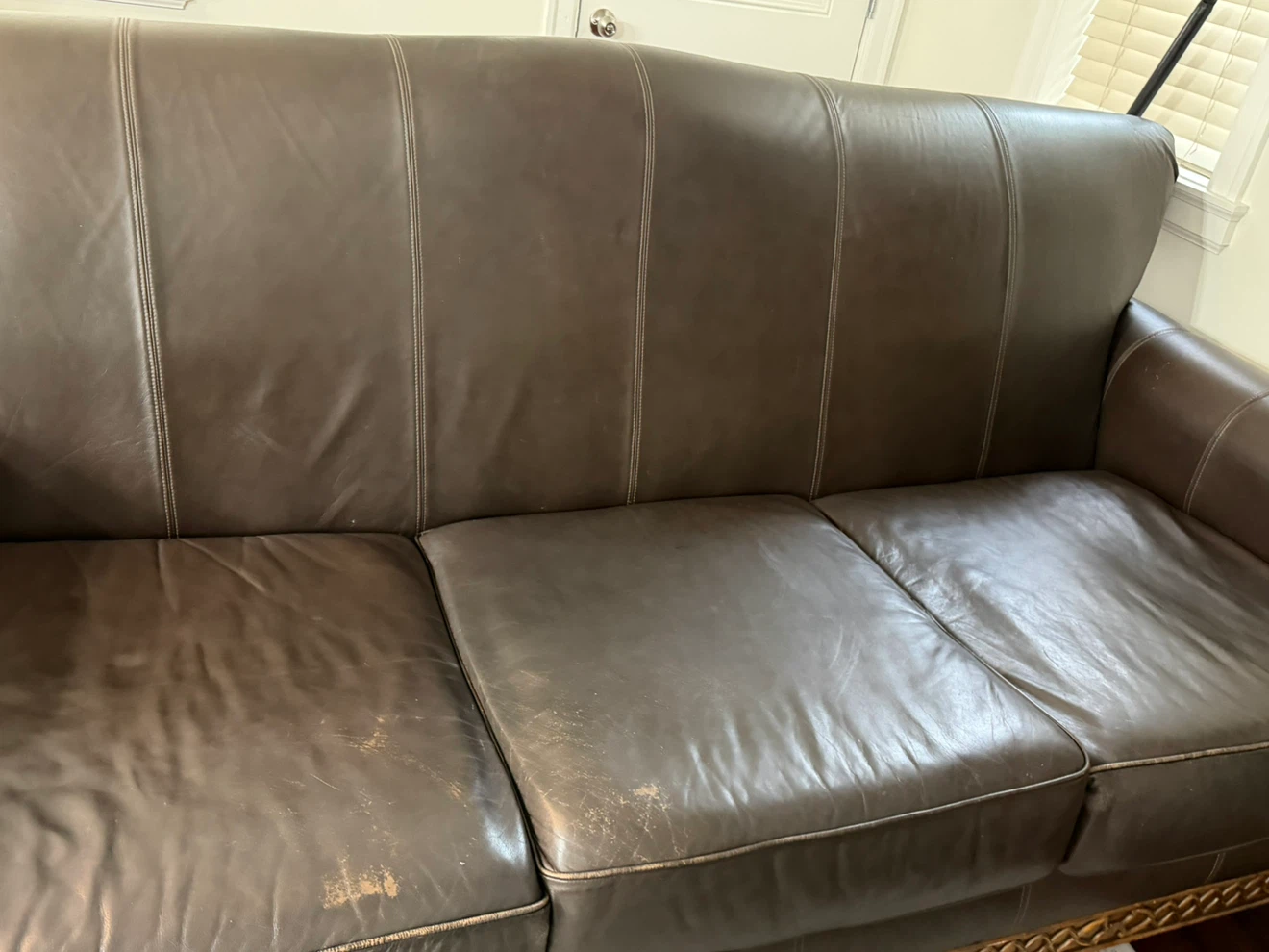 Brown Leather 3-Seater Sofa - photo 4