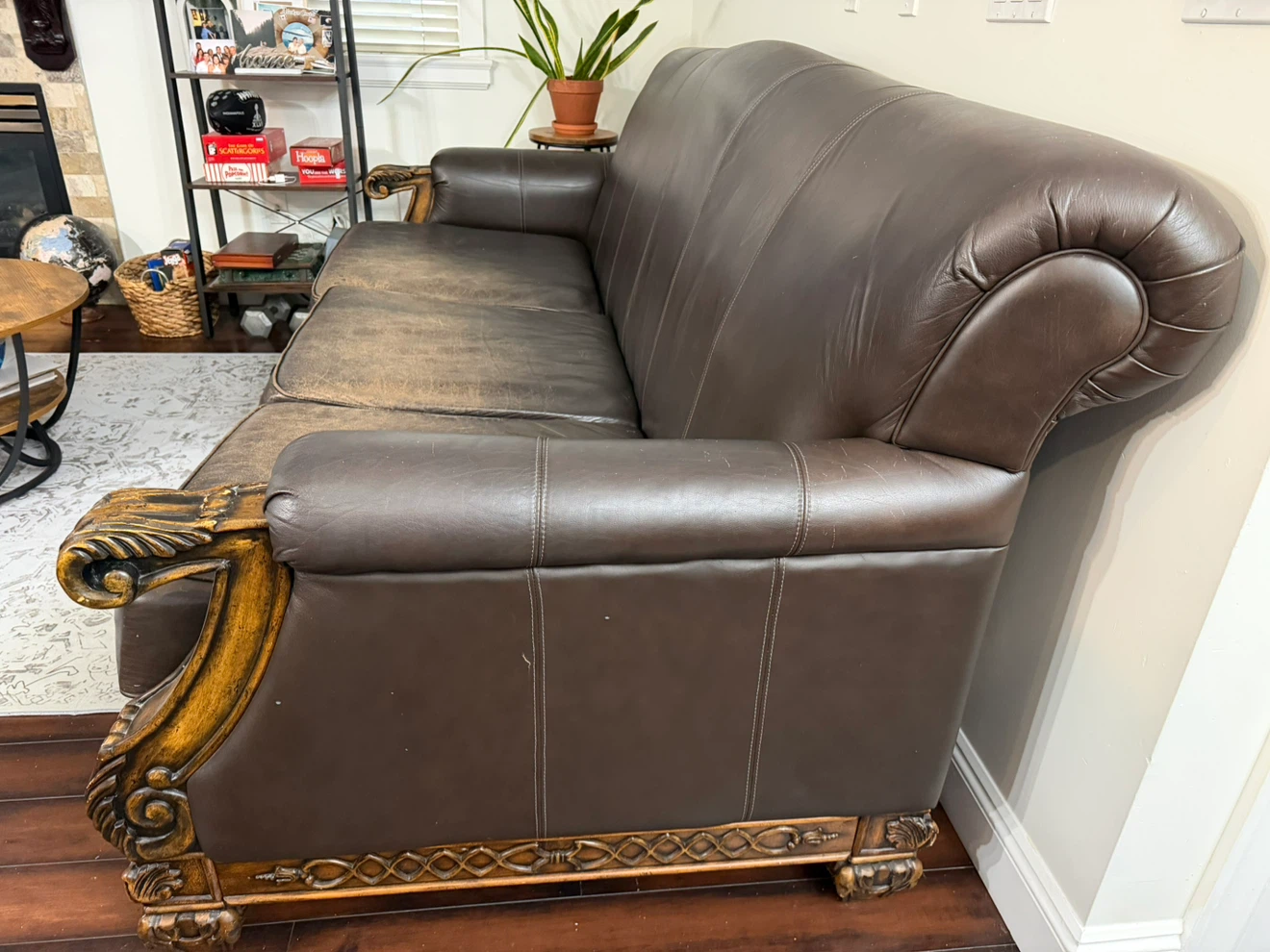 Brown Leather 3-Seater Sofa - photo 5