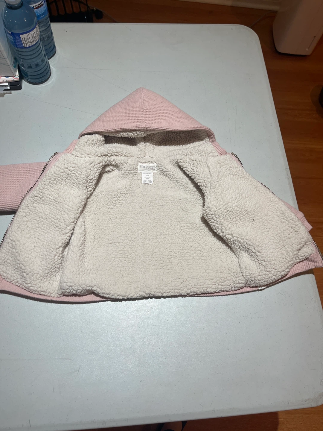 Little Planet by Carter's Pink Waffle Knit Sherpa Lined Hoodie - photo 2