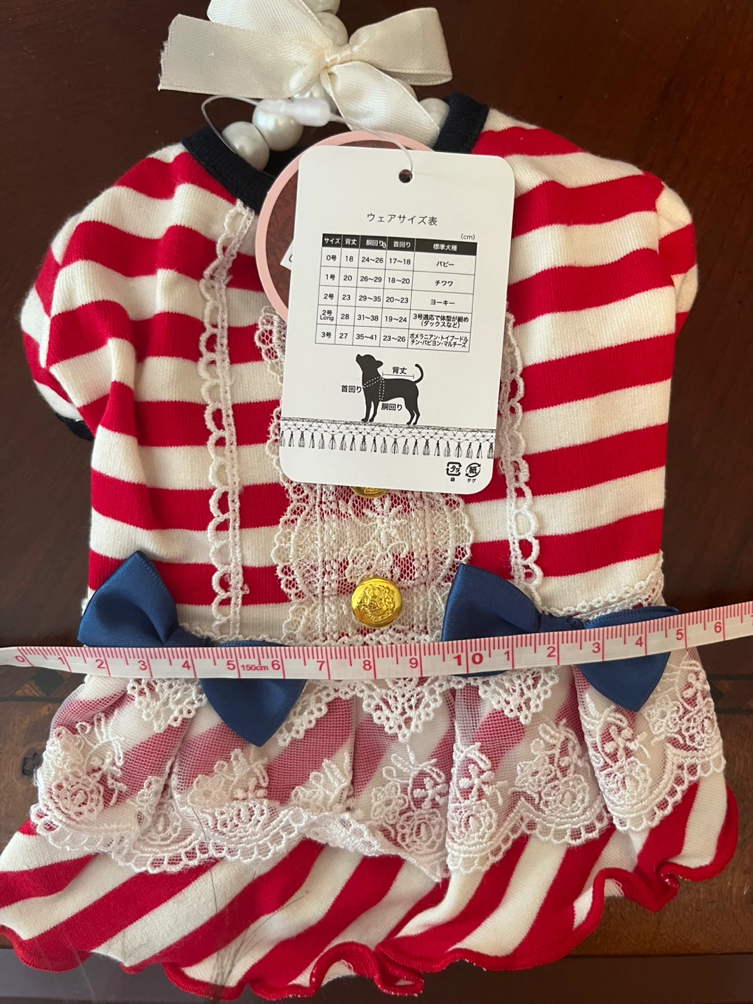 Red and White Striped Dog Dress Size 1 - photo 3