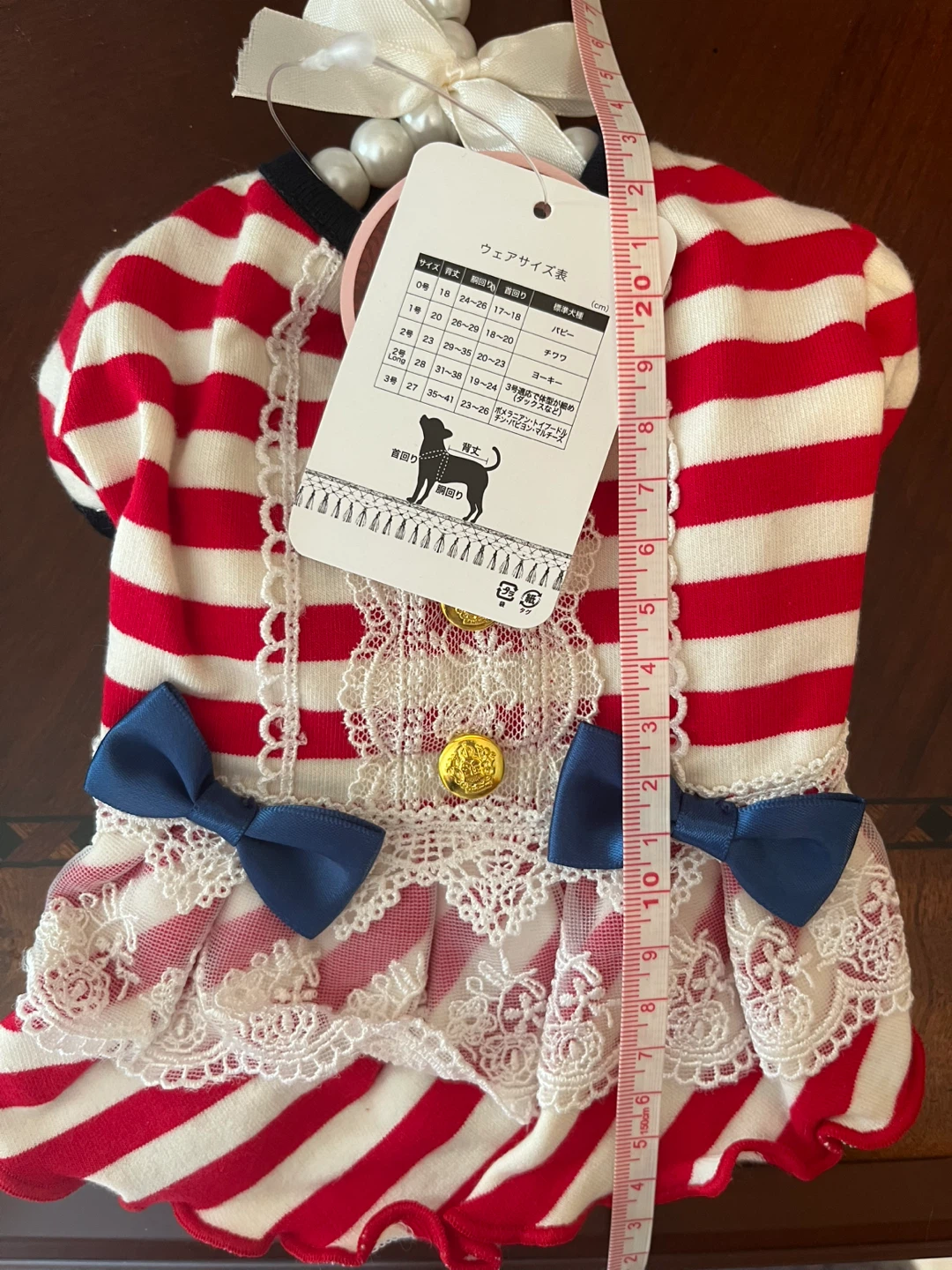 Red and White Striped Dog Dress Size 1 - photo 4