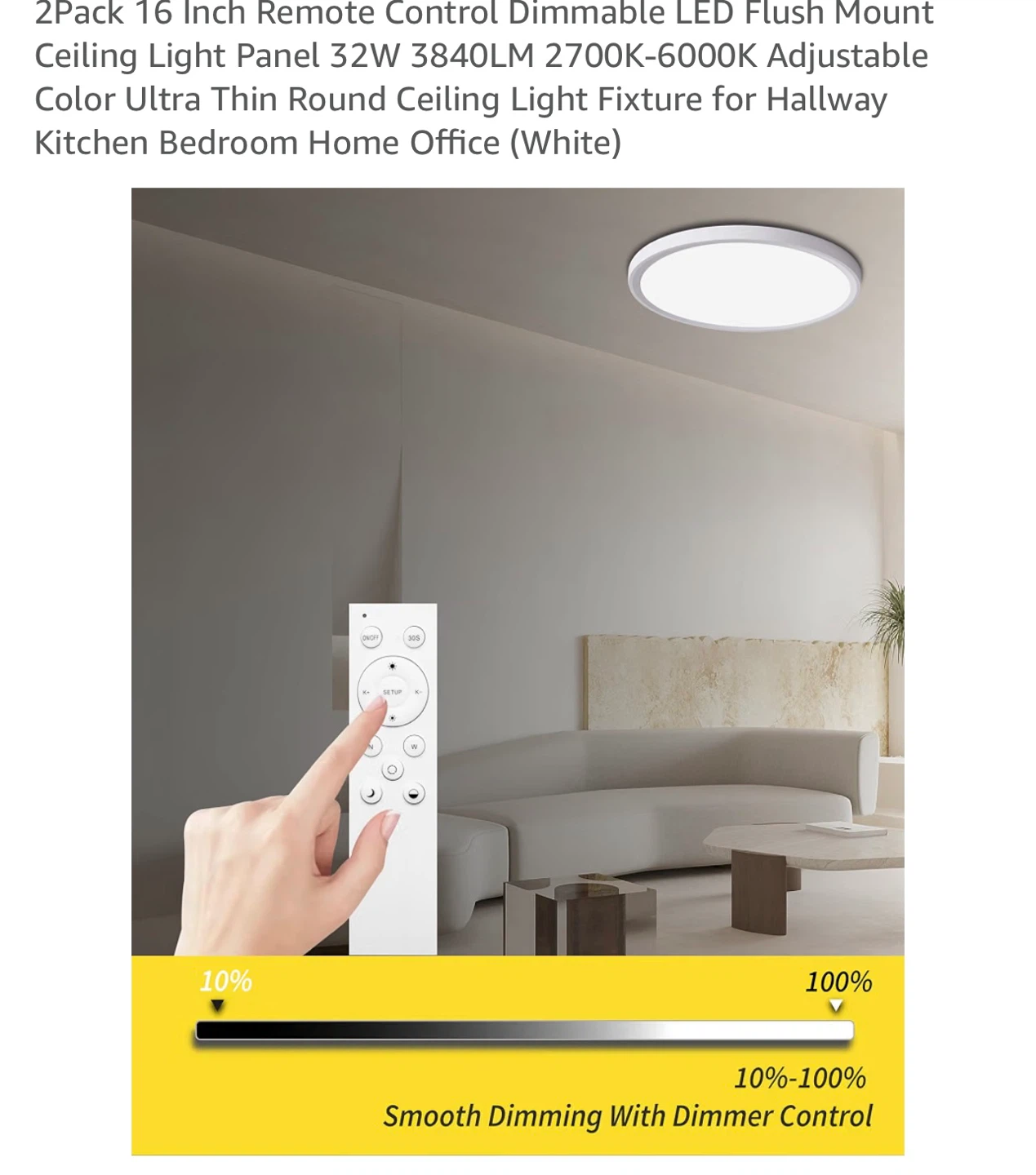 2-Pack 16 Inch LED Ceiling Light Panel with Remote - photo 3