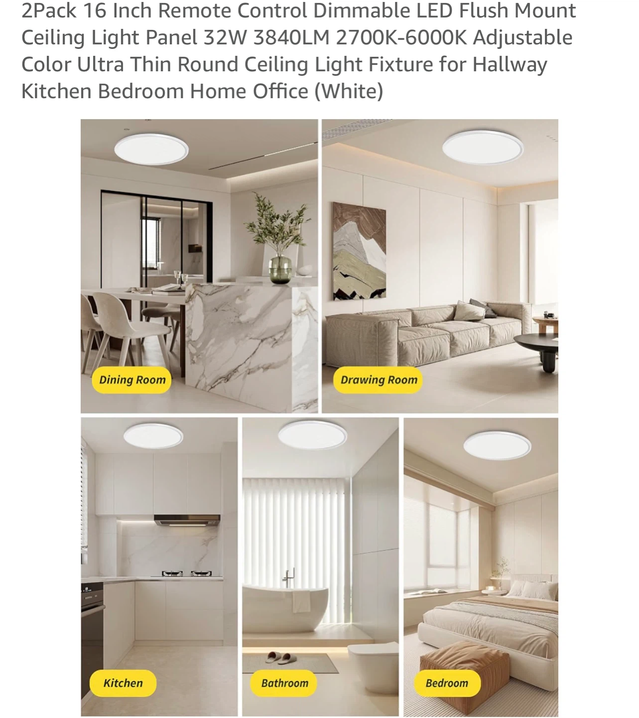 2-Pack 16 Inch LED Ceiling Light Panel with Remote - photo 5