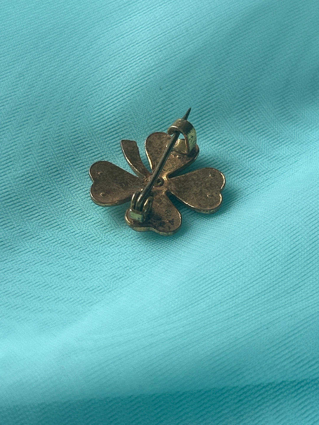 Vintage Clover Brooch with Turquoise Accents - photo 2