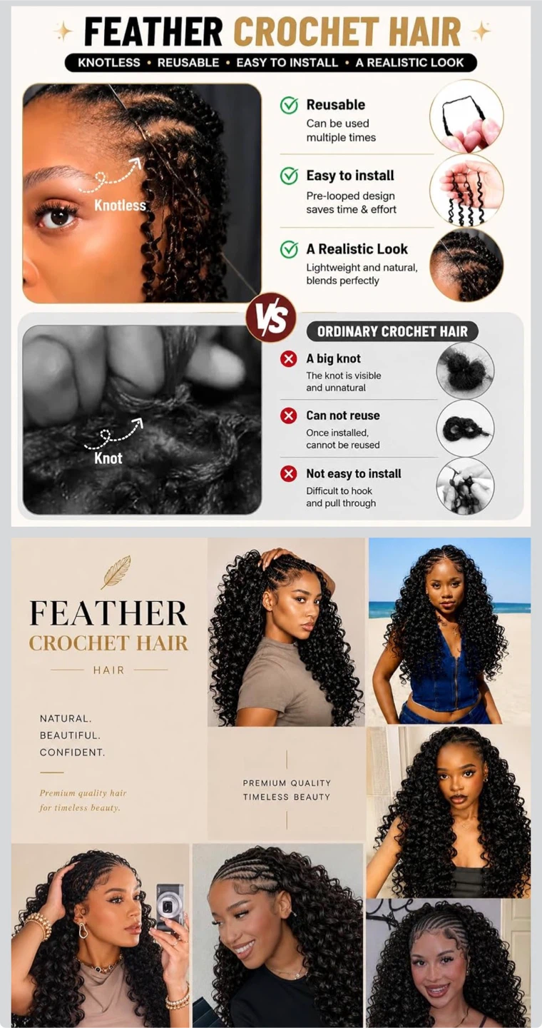 Feather Crochet Hair