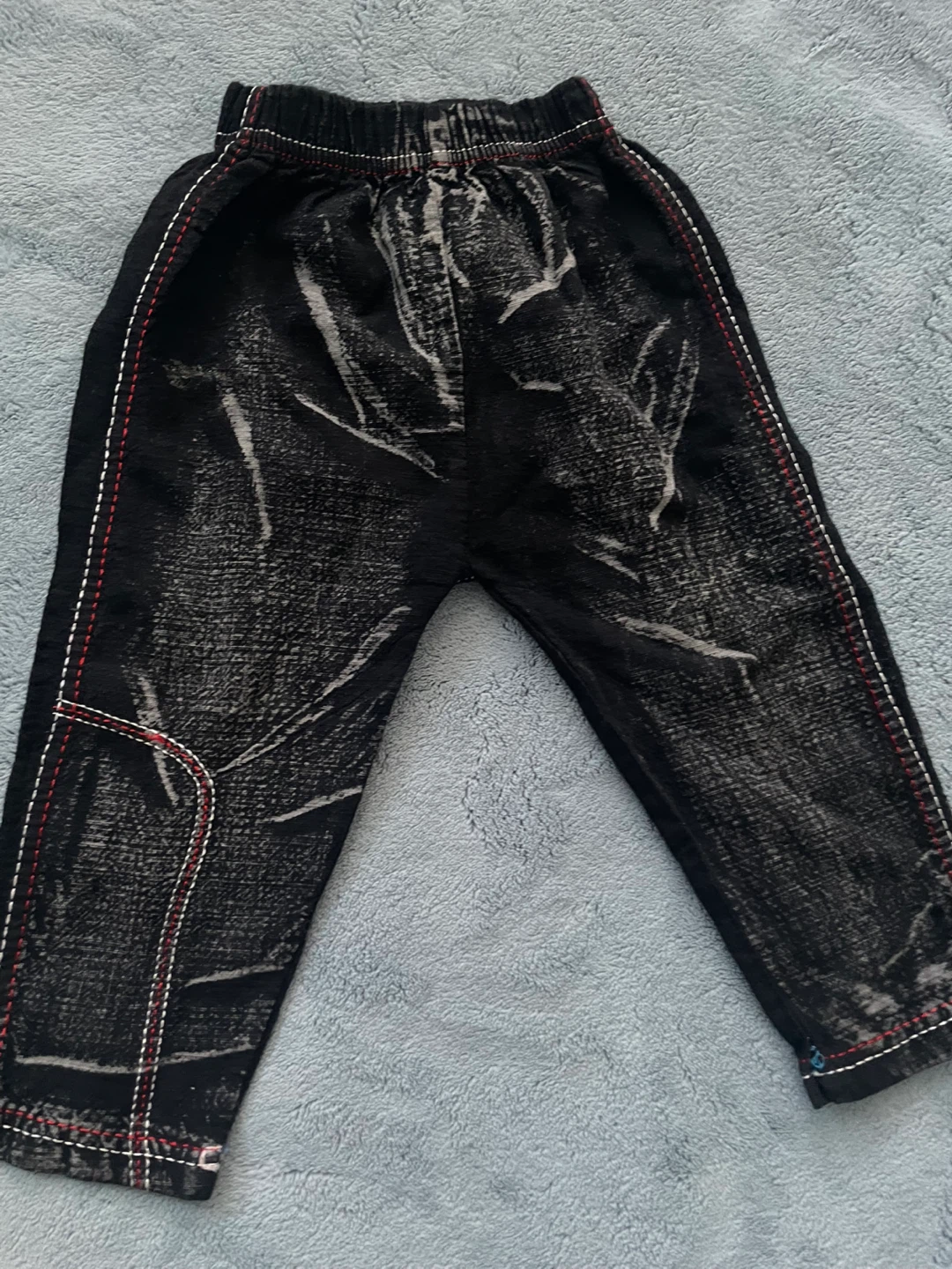 Children's Black Washed Denim-Look Pants - photo 2