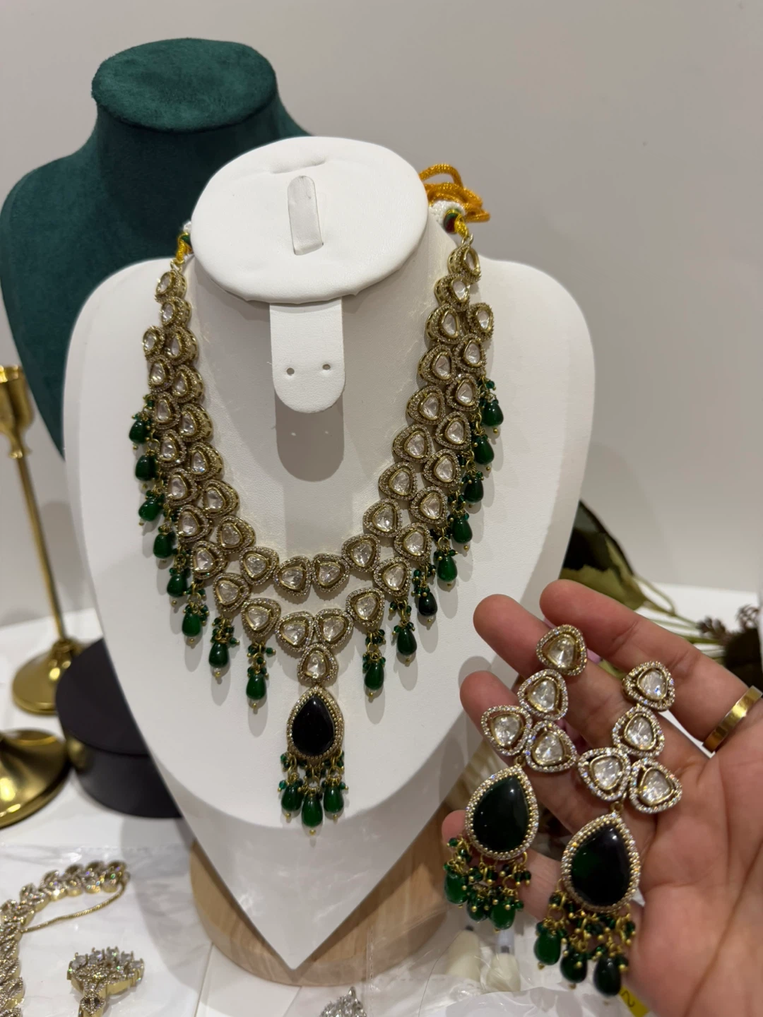 Layered Rhinestone Necklace Set with Earrings - photo 4