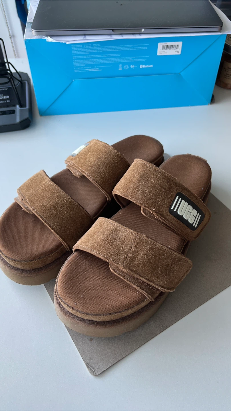 UGG Brown Suede Two-Strap Slides - photo 3