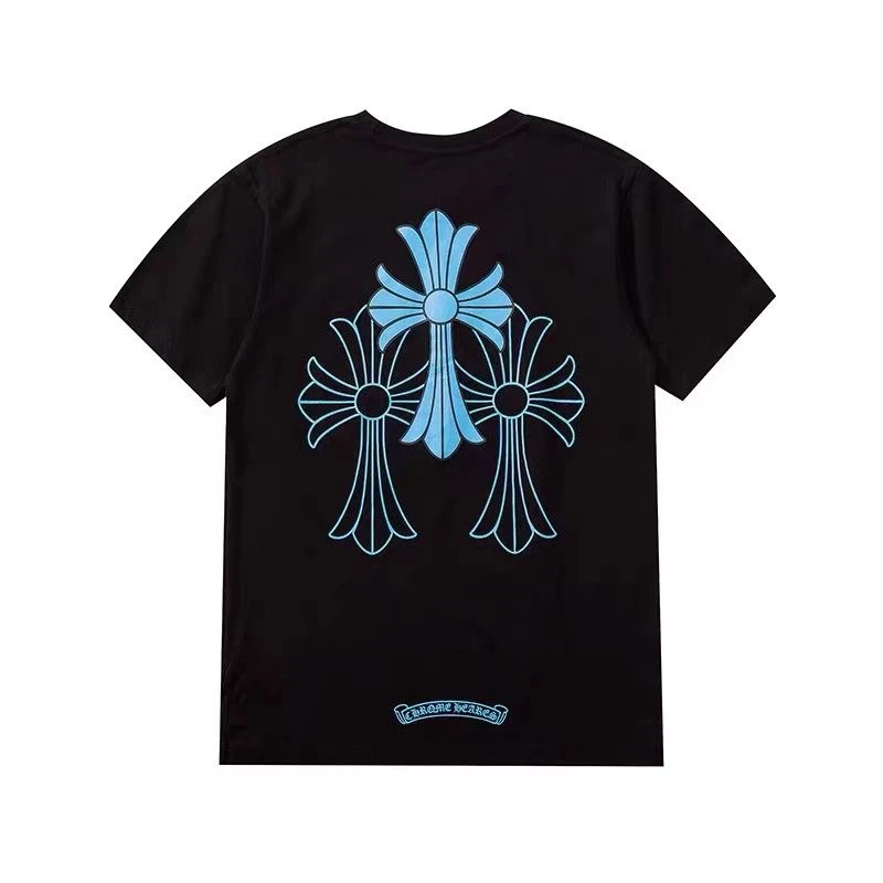 Chrome Hearts Black T-Shirt with Blue Cross Graphic