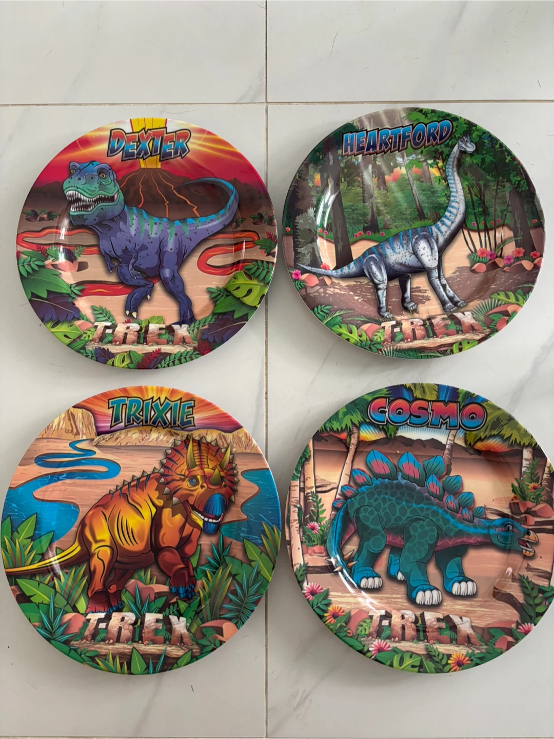 TREX Restaurant Dinosaur Plates x4