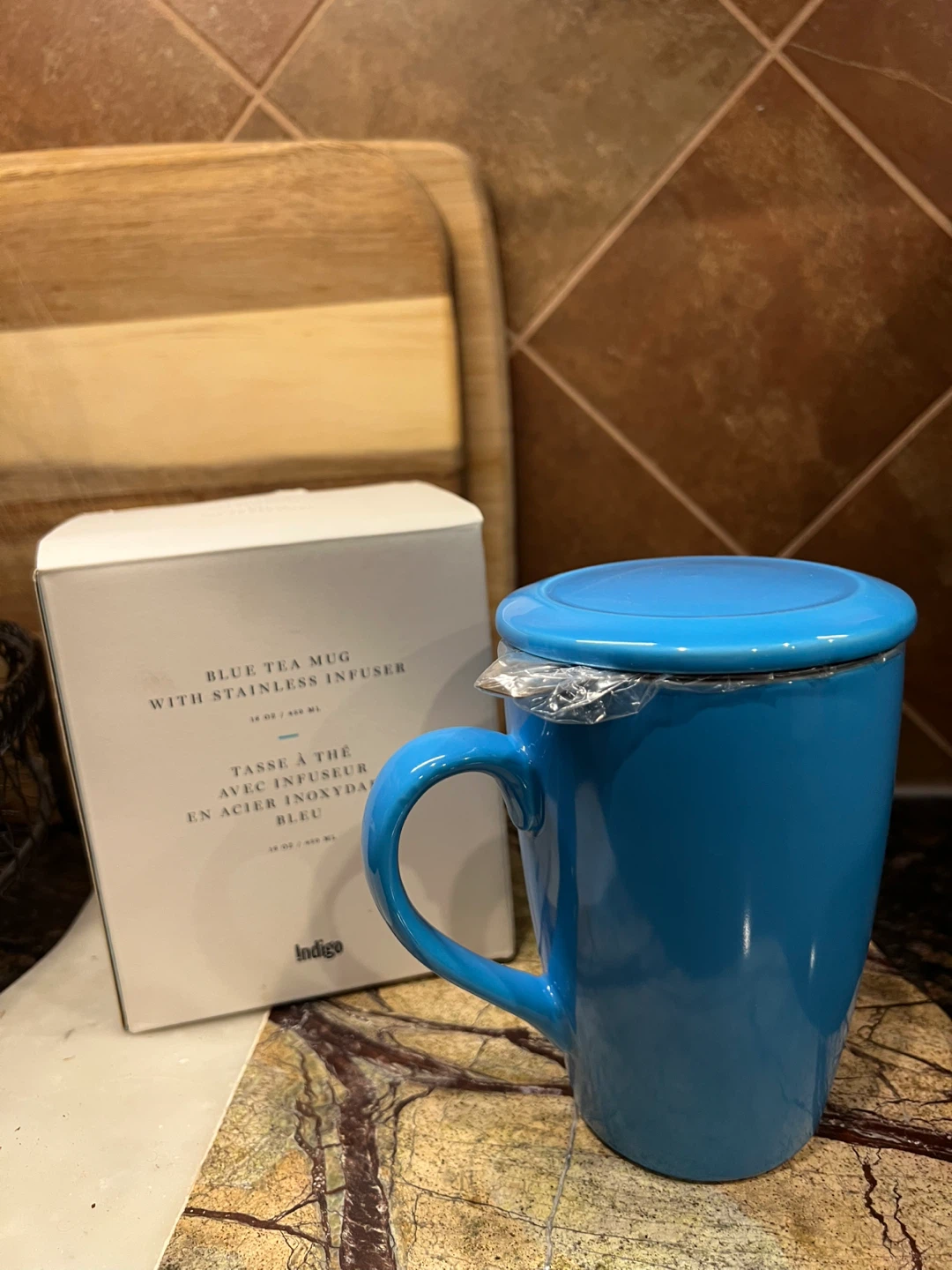 New Indigo Blue Tea Mug with Stainless Infuser