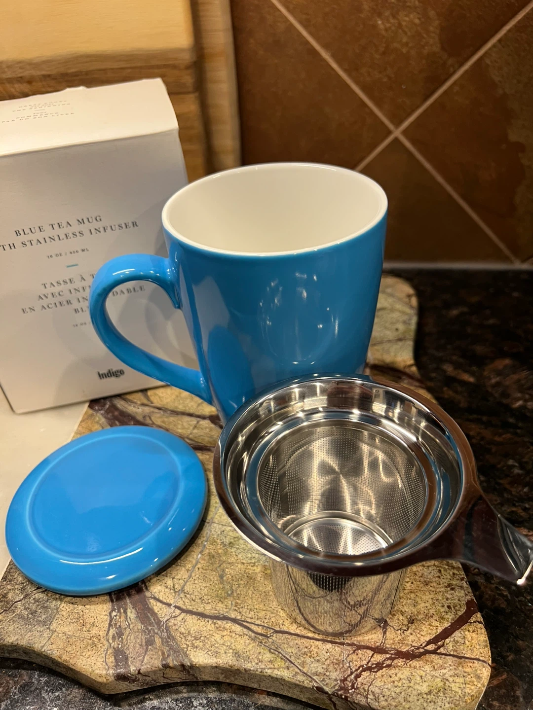 New Indigo Blue Tea Mug with Stainless Infuser - photo 3