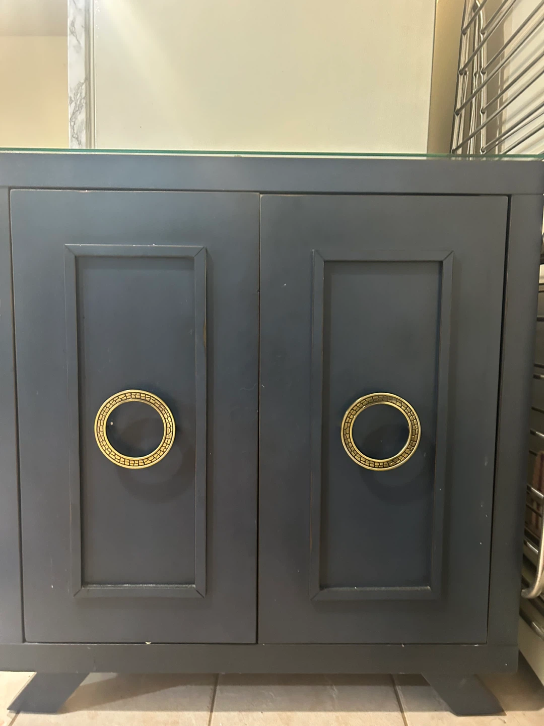 Navy Blue Wine Bar / Accent Cabinet