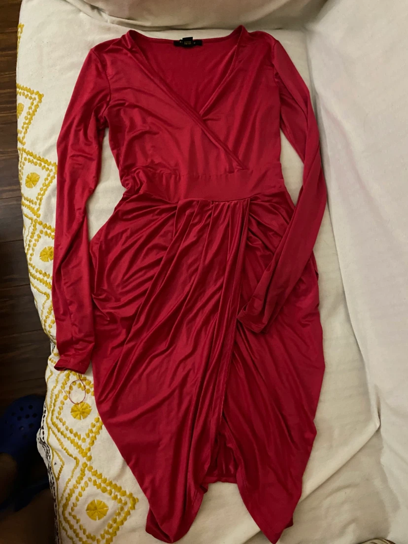 Revamped Red Draped Wrap Dress Medium