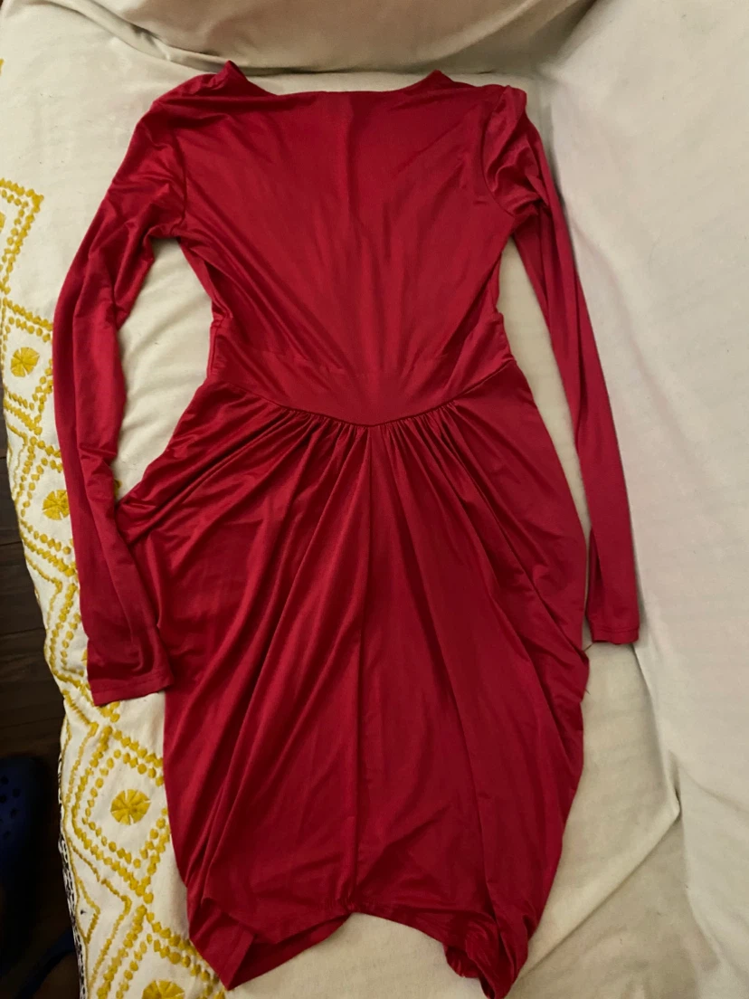 Revamped Red Draped Wrap Dress Medium - photo 2