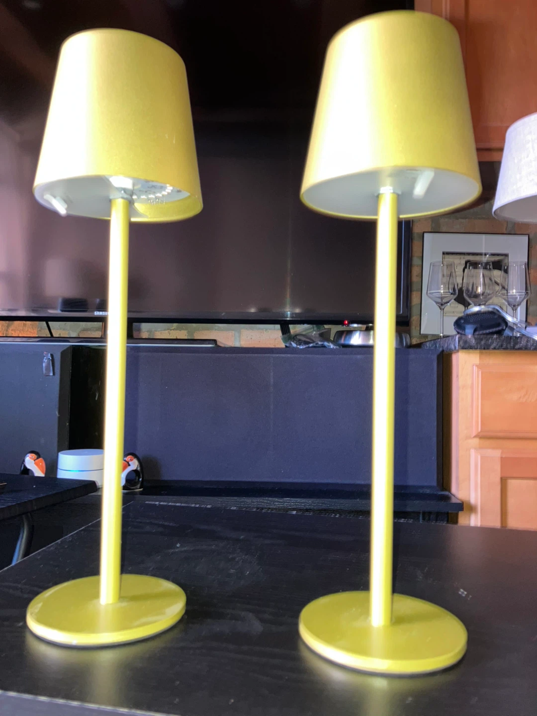 Set of 2 Rechargeable LED Matte Gold Table Lamps - photo 2