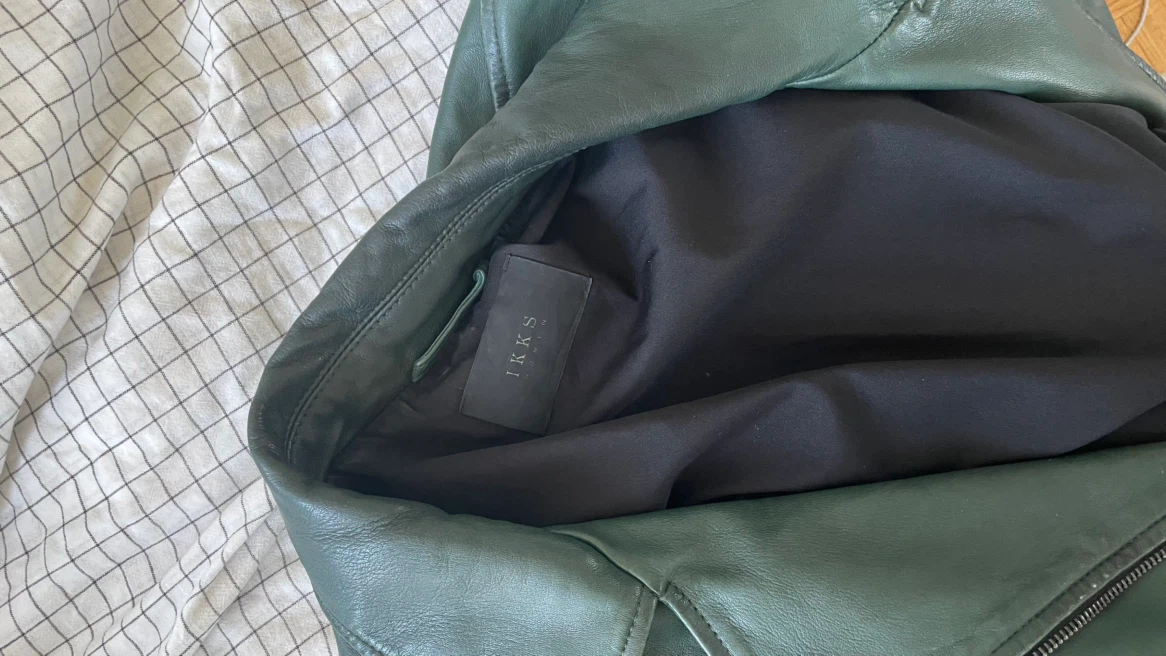 IKKS Woman Green Leather Biker Jacket (Perfecto) - photo 2