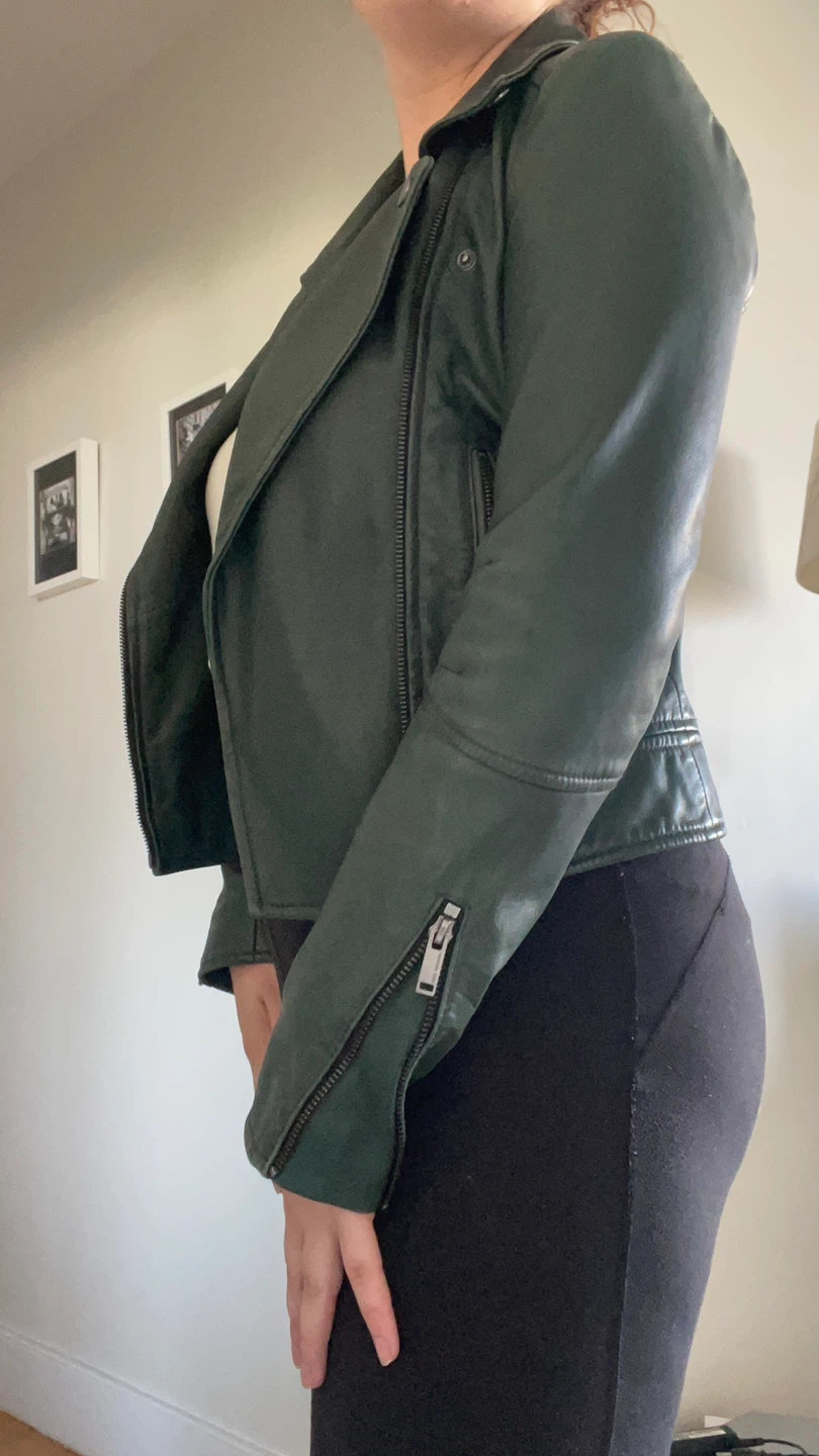 IKKS Woman Green Leather Biker Jacket (Perfecto) - photo 4