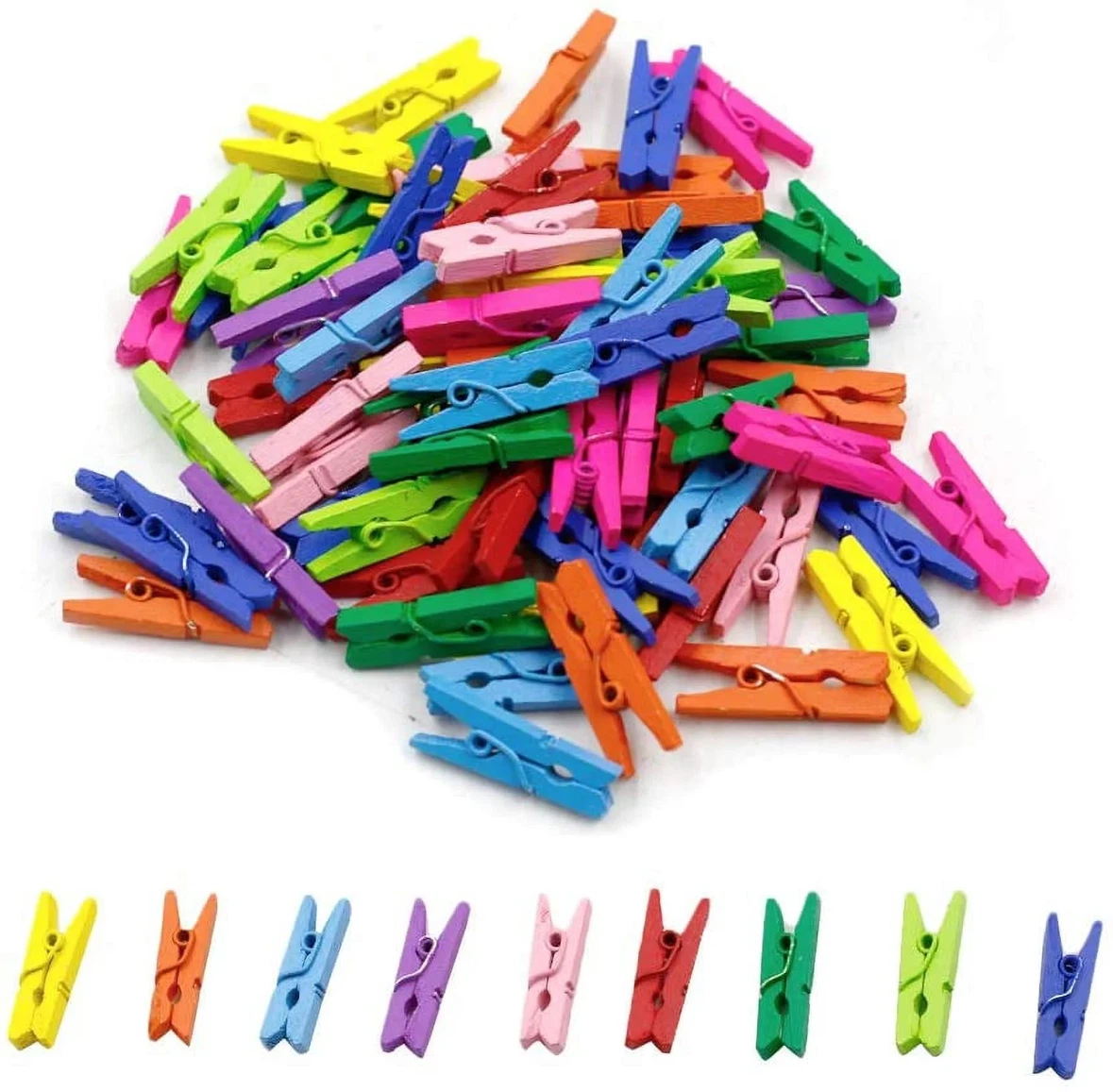 Mini Wooden Clothespins (Multi-Color)
