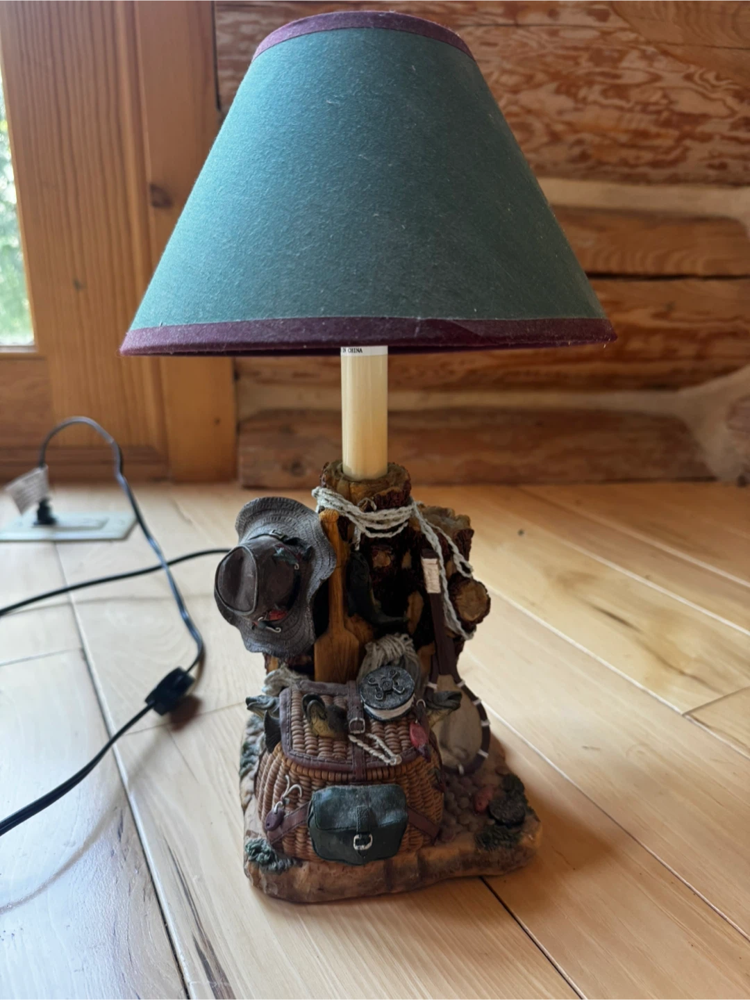 Rustic Fishing Cabin Table Lamp w/ Decorative Resin Base - photo 2