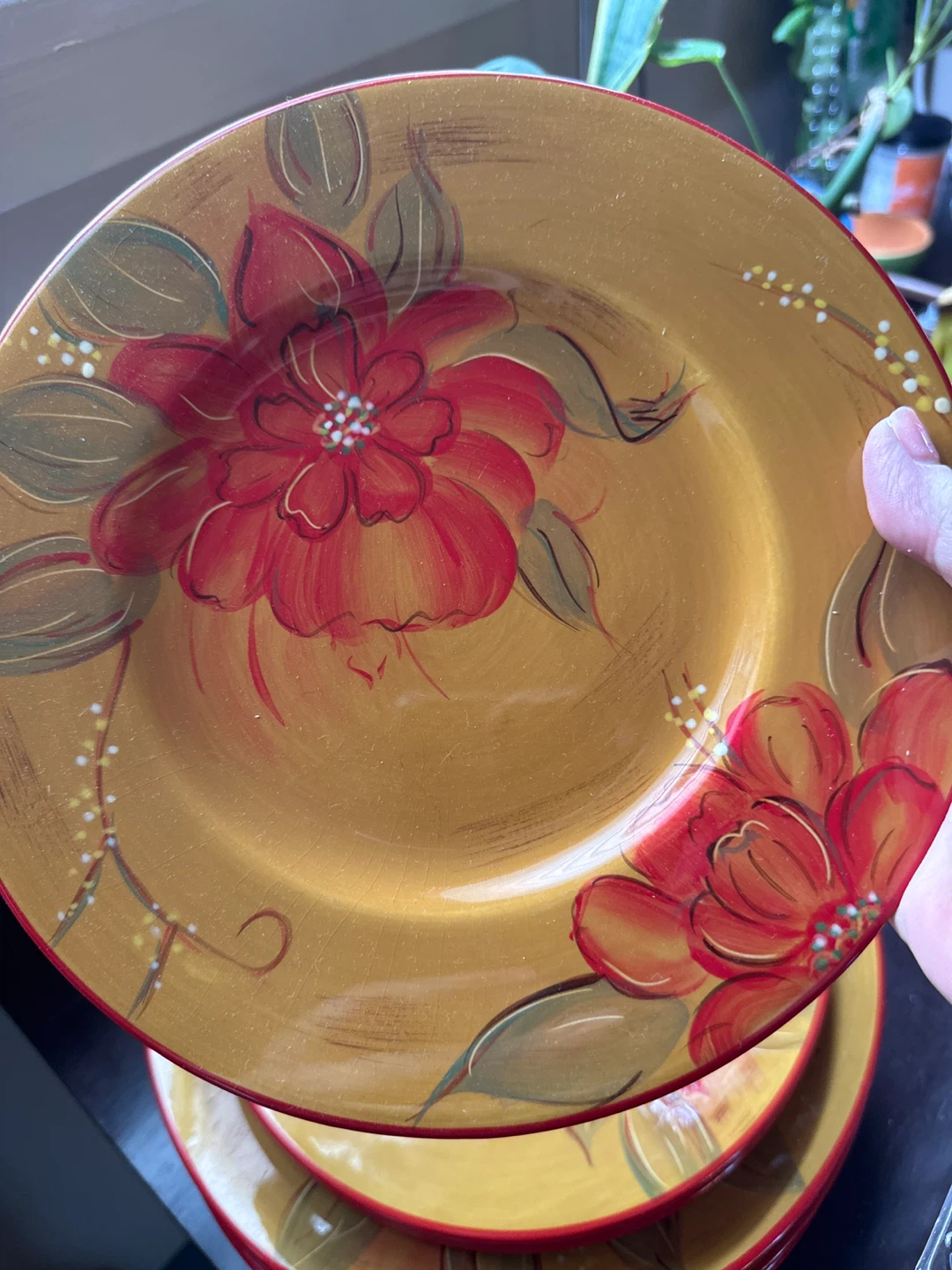 Fleur Rouge Dinner Plates Set of 4