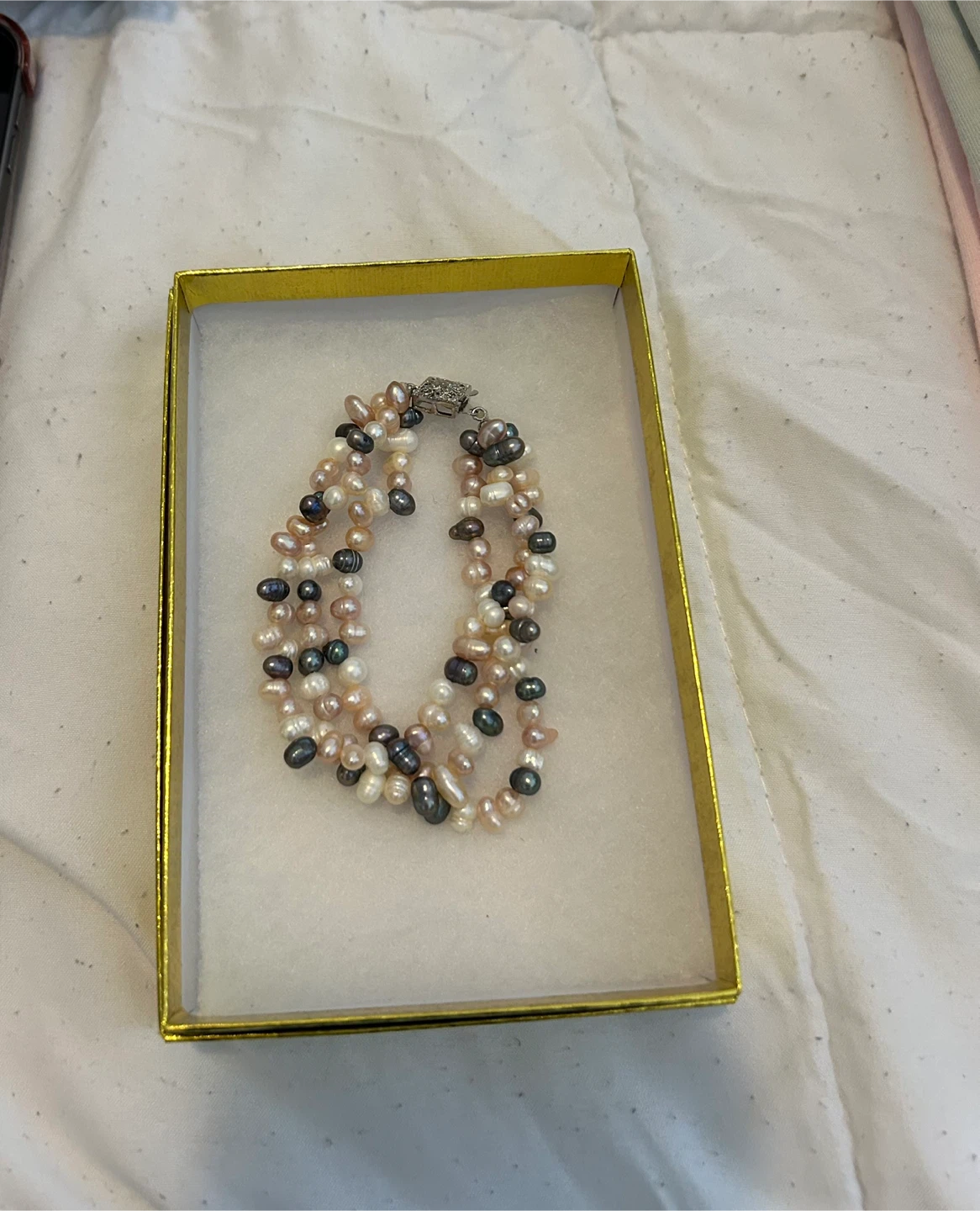 Multi-strand Pearl Bracelet with Silver Clasp