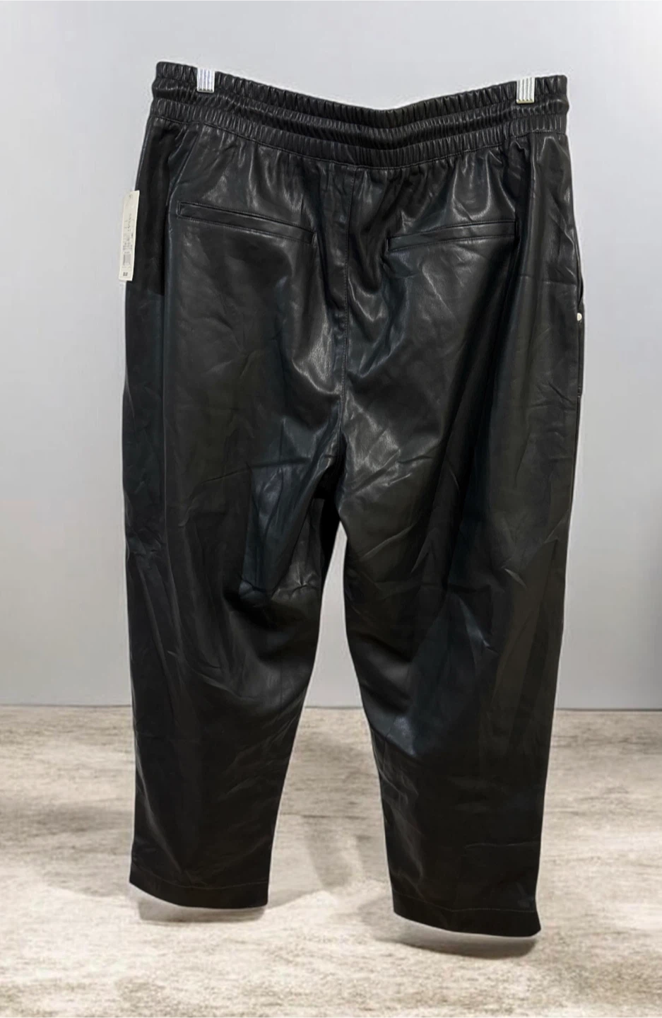 Black Faux Leather Jogger Pants - photo 2